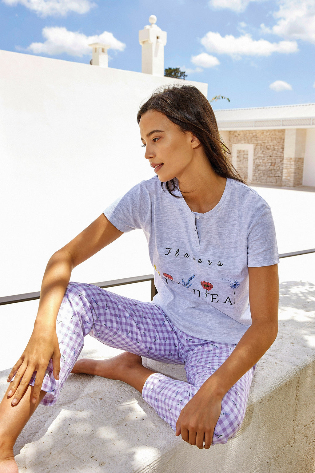 CRAZY FARM Pigiama Donna Cotone Manica Lunga Collo Serafino Estivo Articolo 15600, Blue - Un'amica è Come Un Reggiseno, XL CRAZY FARM Pigiama Donna Cotone Manica Lunga Collo Serafino Estivo Articolo 15600, Blue - Un'amica è Come Un Reggiseno, XL