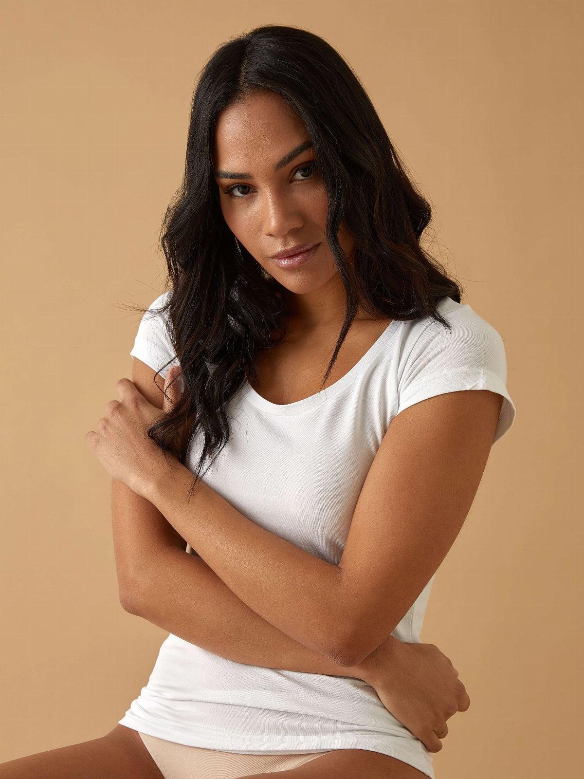 T-shirt scollo tondo in cotone modal Jadea 4181