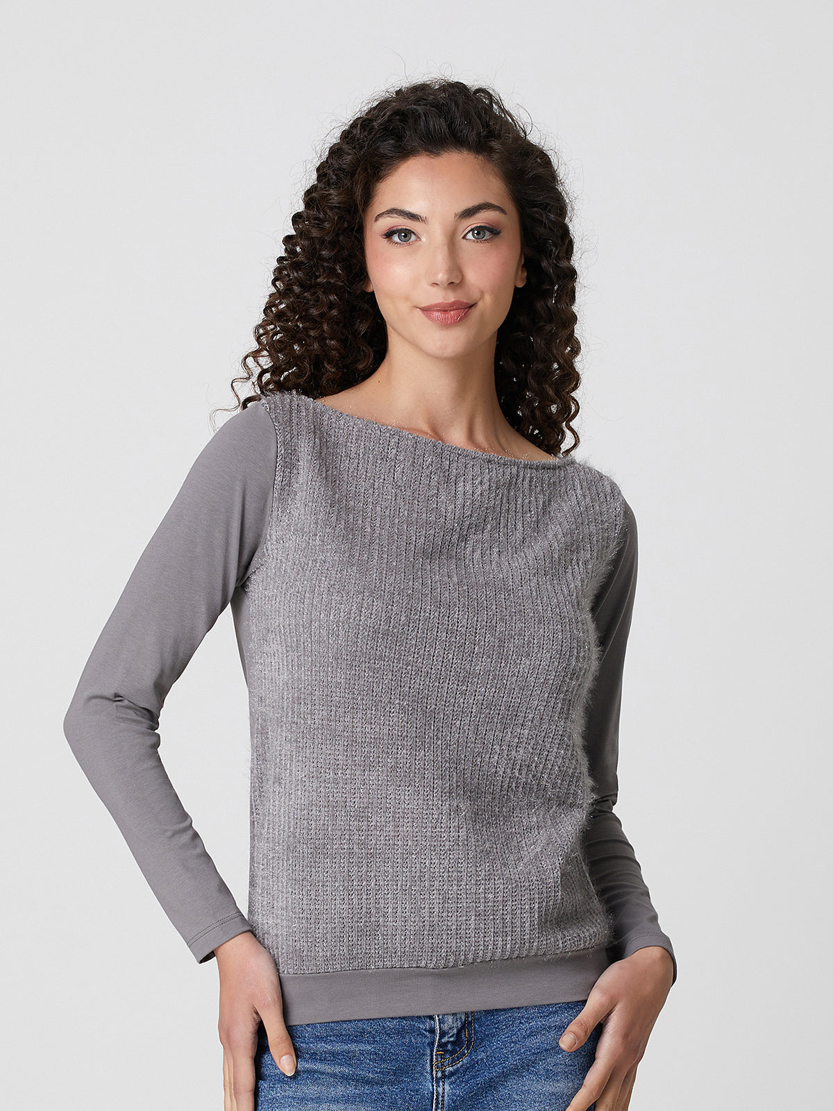 Maglia a manica lungo con scollo a barca Jadea 4863