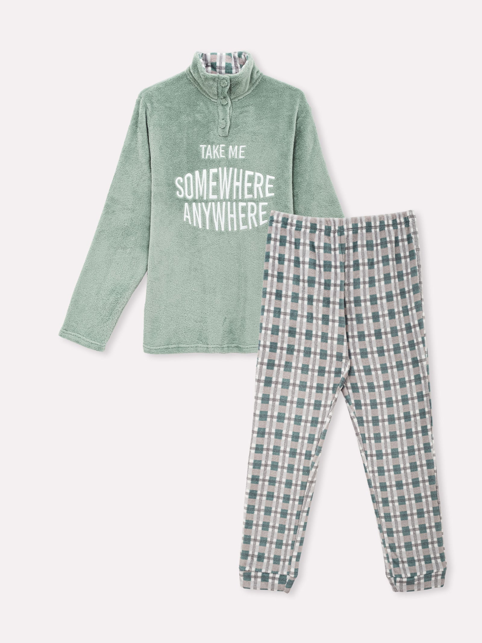 Pigiama in coral fleece con collo alto 5252