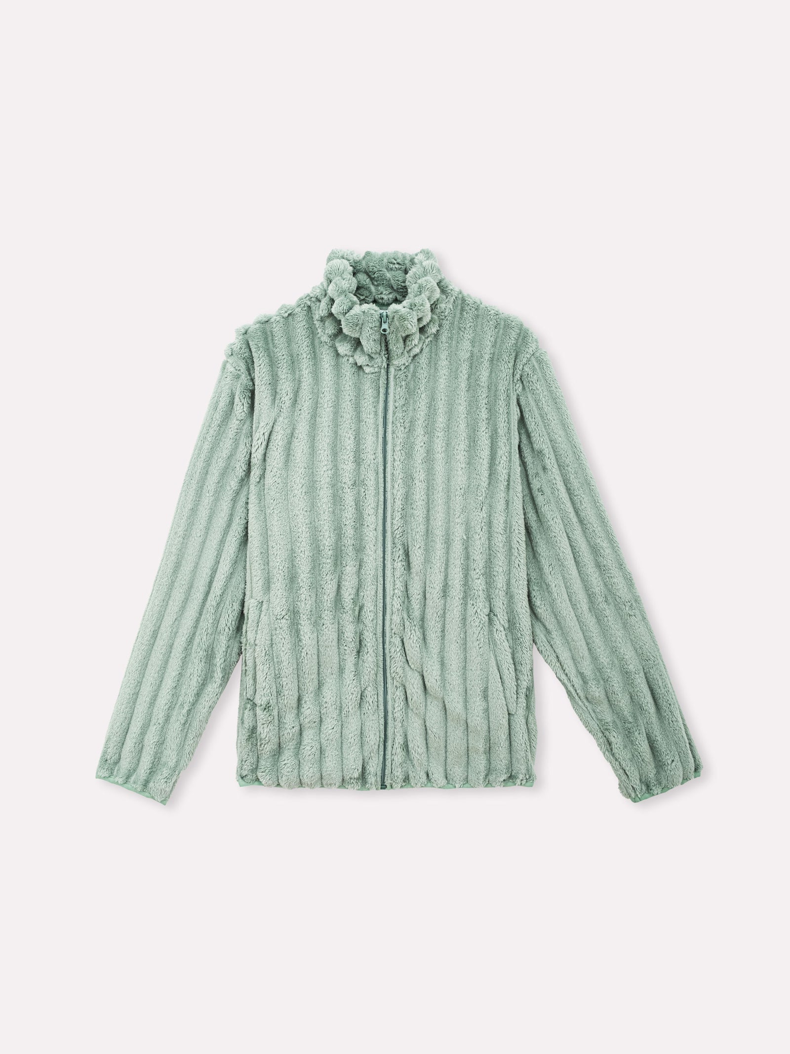 Giacca in coral fleece effetto rigato con zip 5266