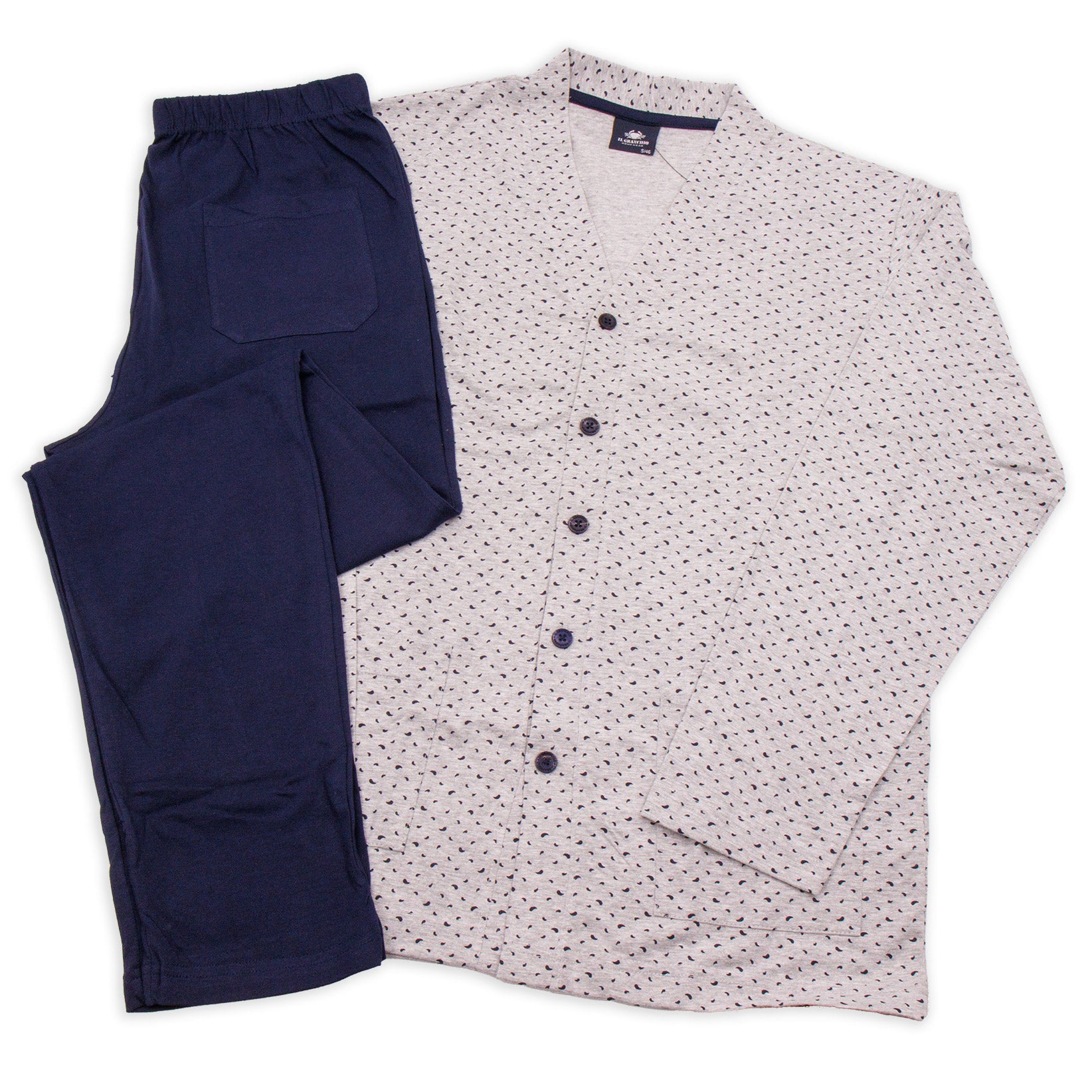 Pigiama da uomo aperto in cotone Il Granchio GP1118/A