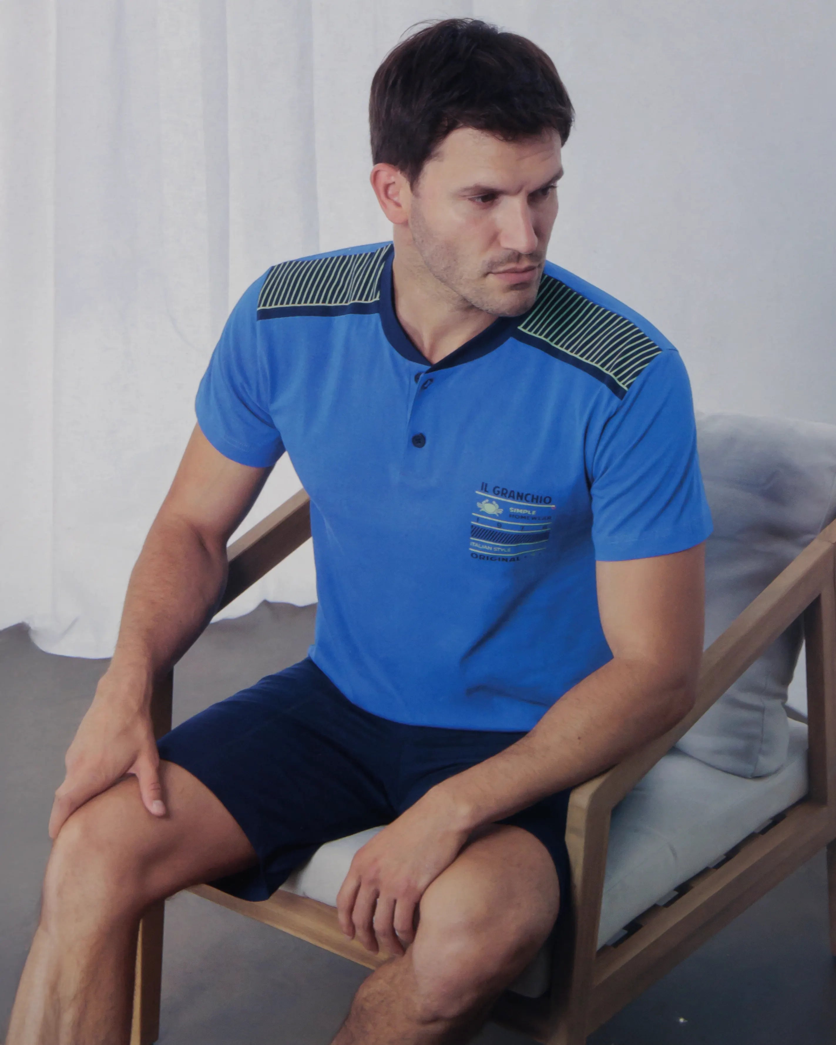 Pigiama corto da uomo in cotone Il Granchio GP1158