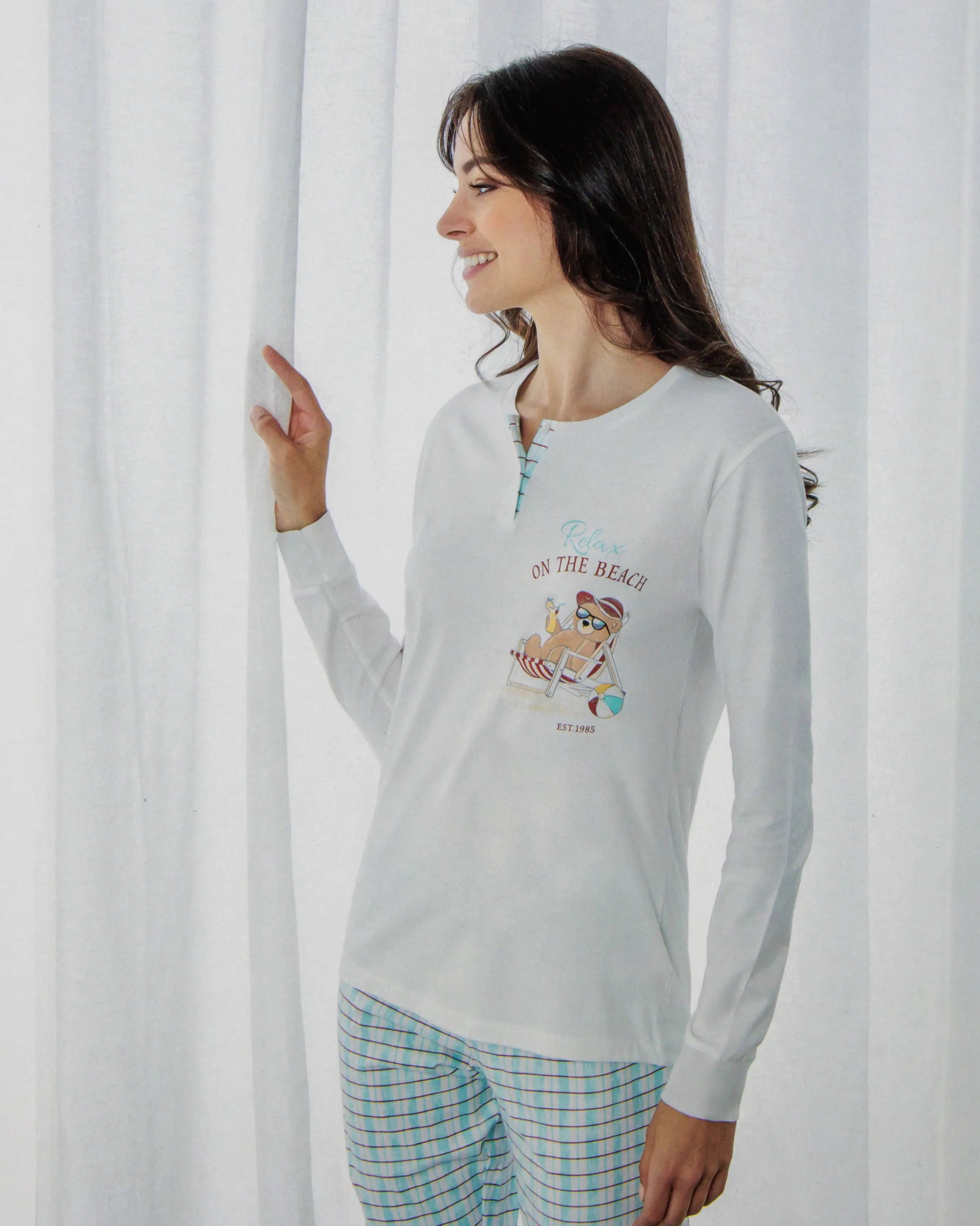 Pigiama lungo da donna in cotone Il Granchio GP5118