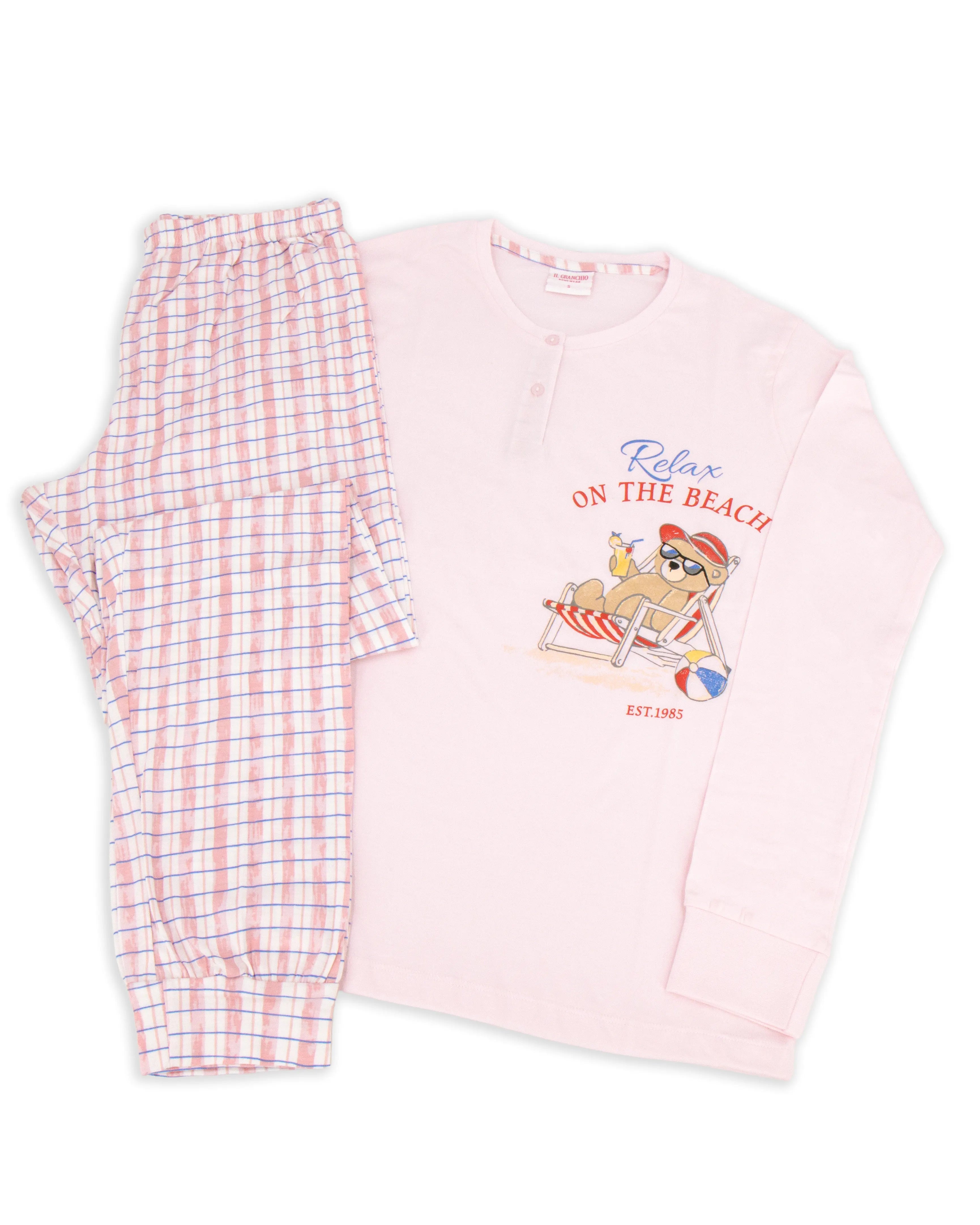 Pigiama lungo da donna in cotone Il Granchio GP5118