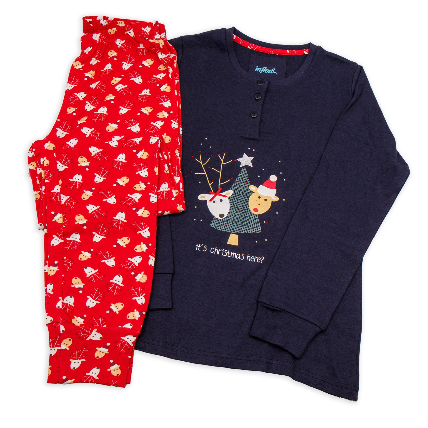 Pigiama da donna in cotone interlock Infiore 652016