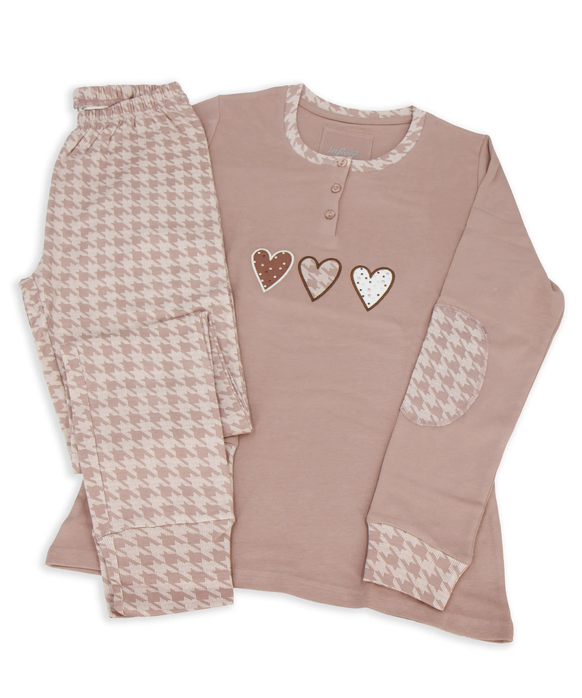 Pigiama lungo da donna in cotone interlock Infiore 65.4607