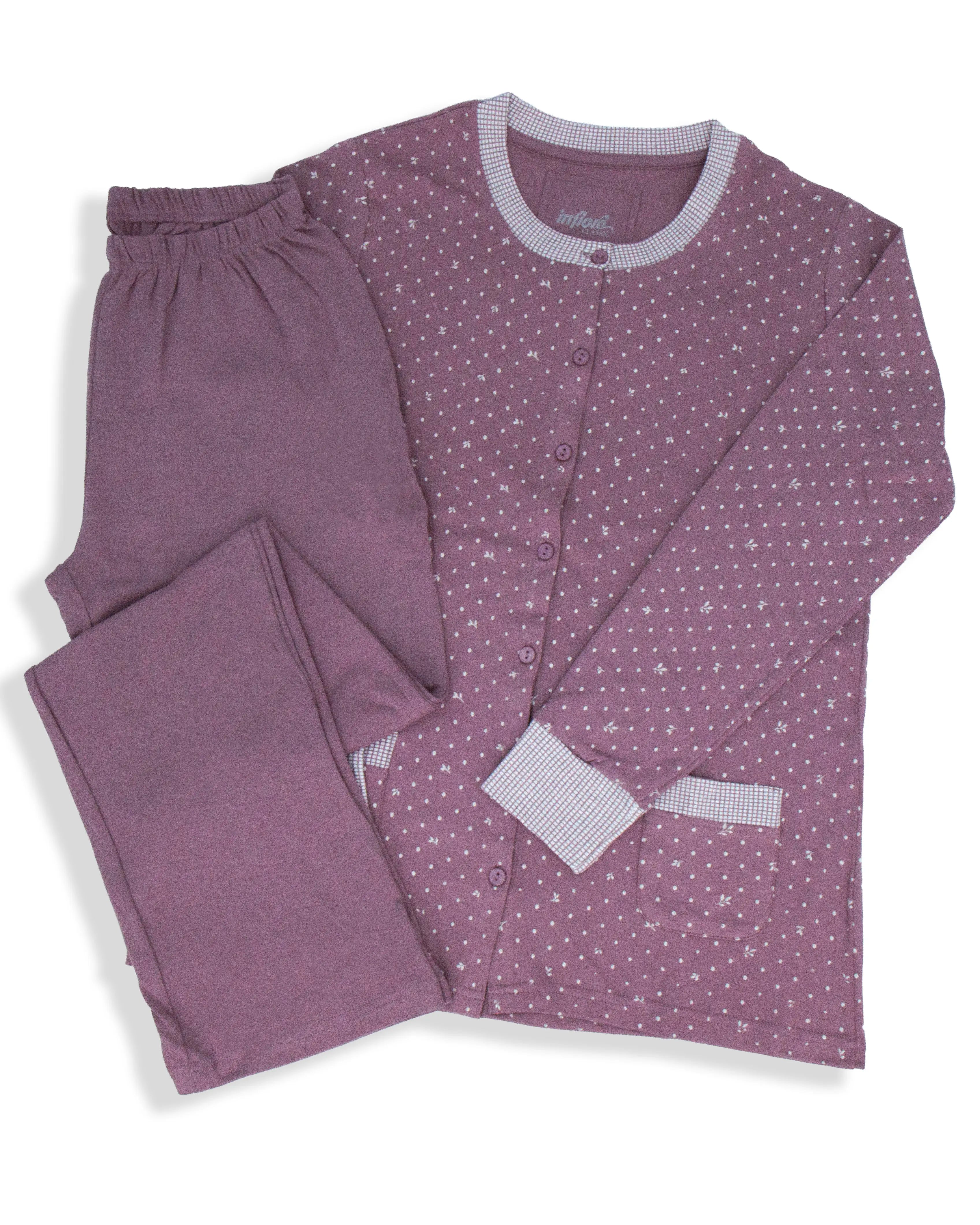 Pigiama aperto da donna in cotone interlock Infiore 652897