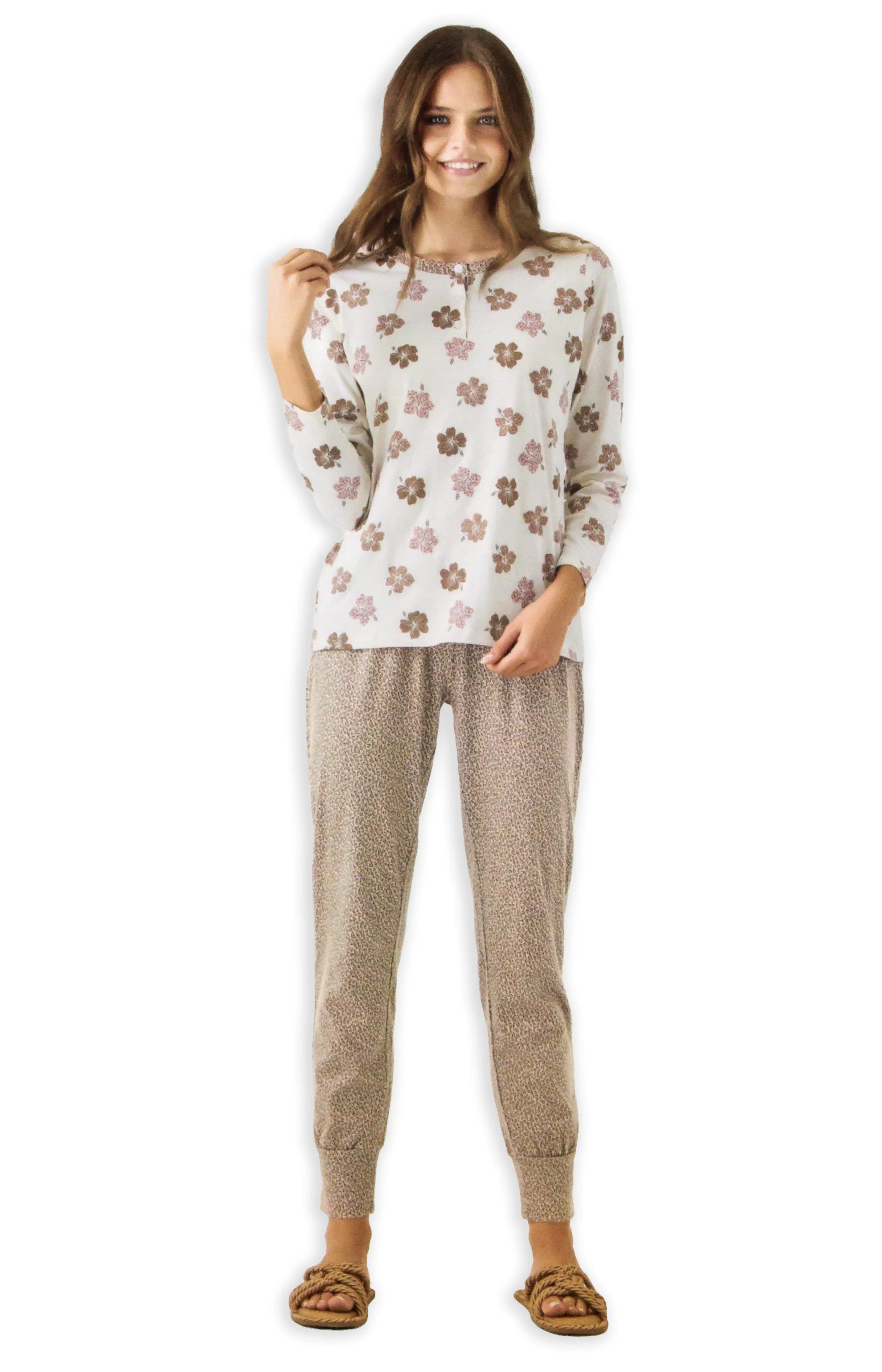 Pigiama lungo da donna in cotone Infiore 65.4142