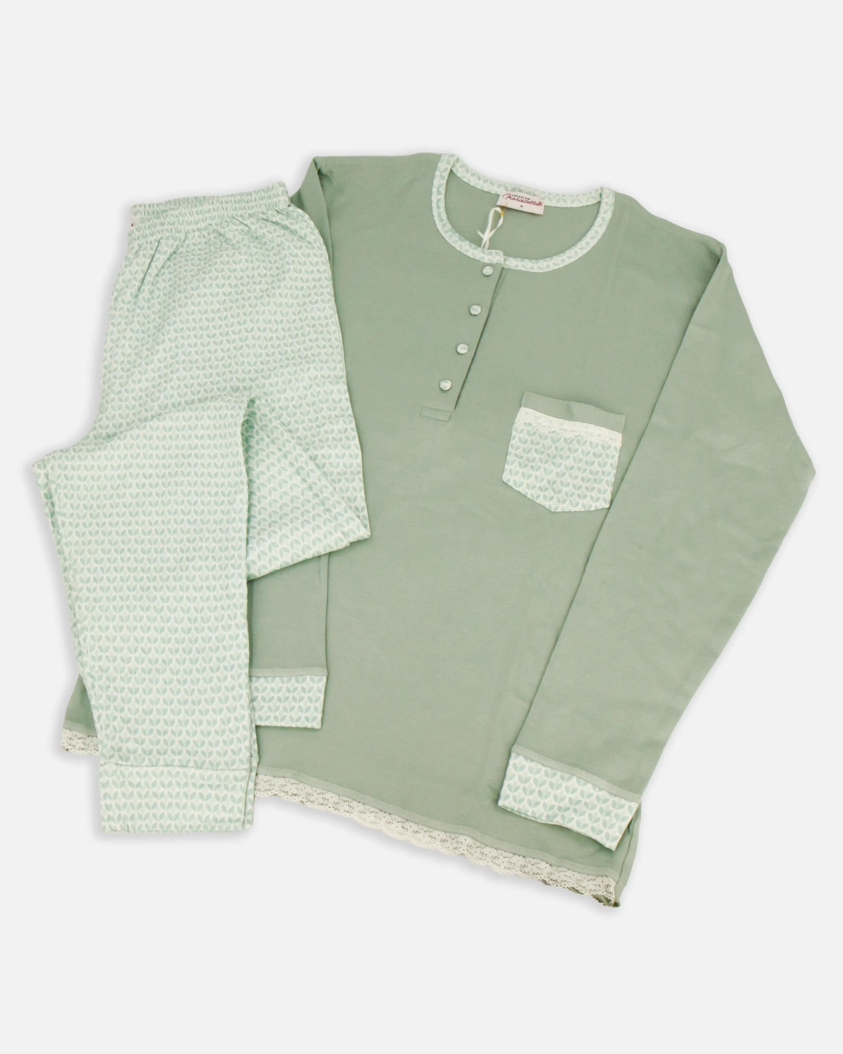 Pigiama lungo da donna in cotone interlock Maristella 5644
