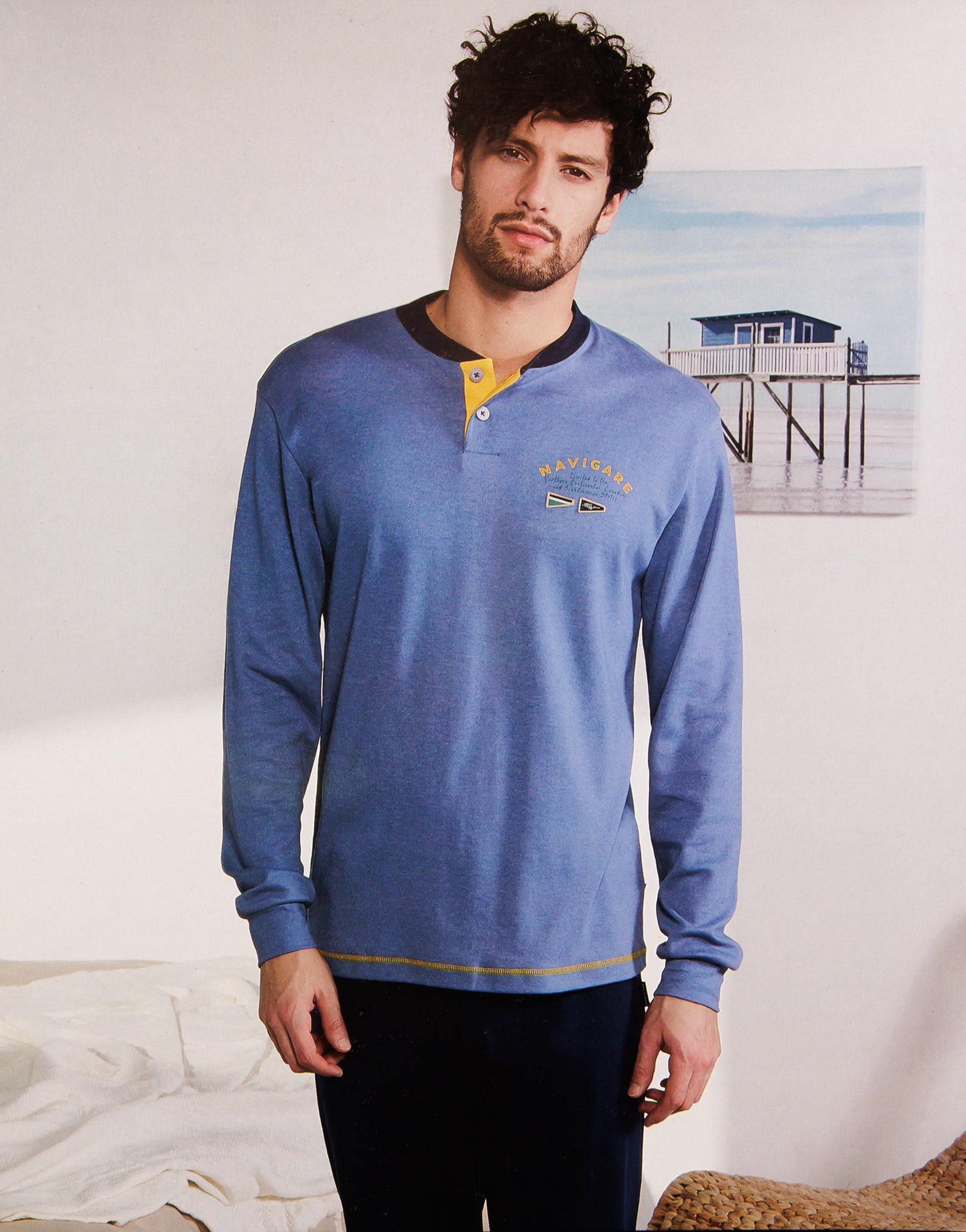 Pigiama da uomo in cotone interlock Navigare B2141346