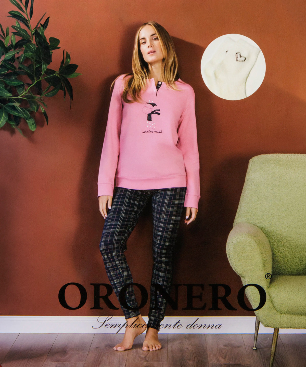 Pigiama da donna in cotone interlock Oronero OD685
