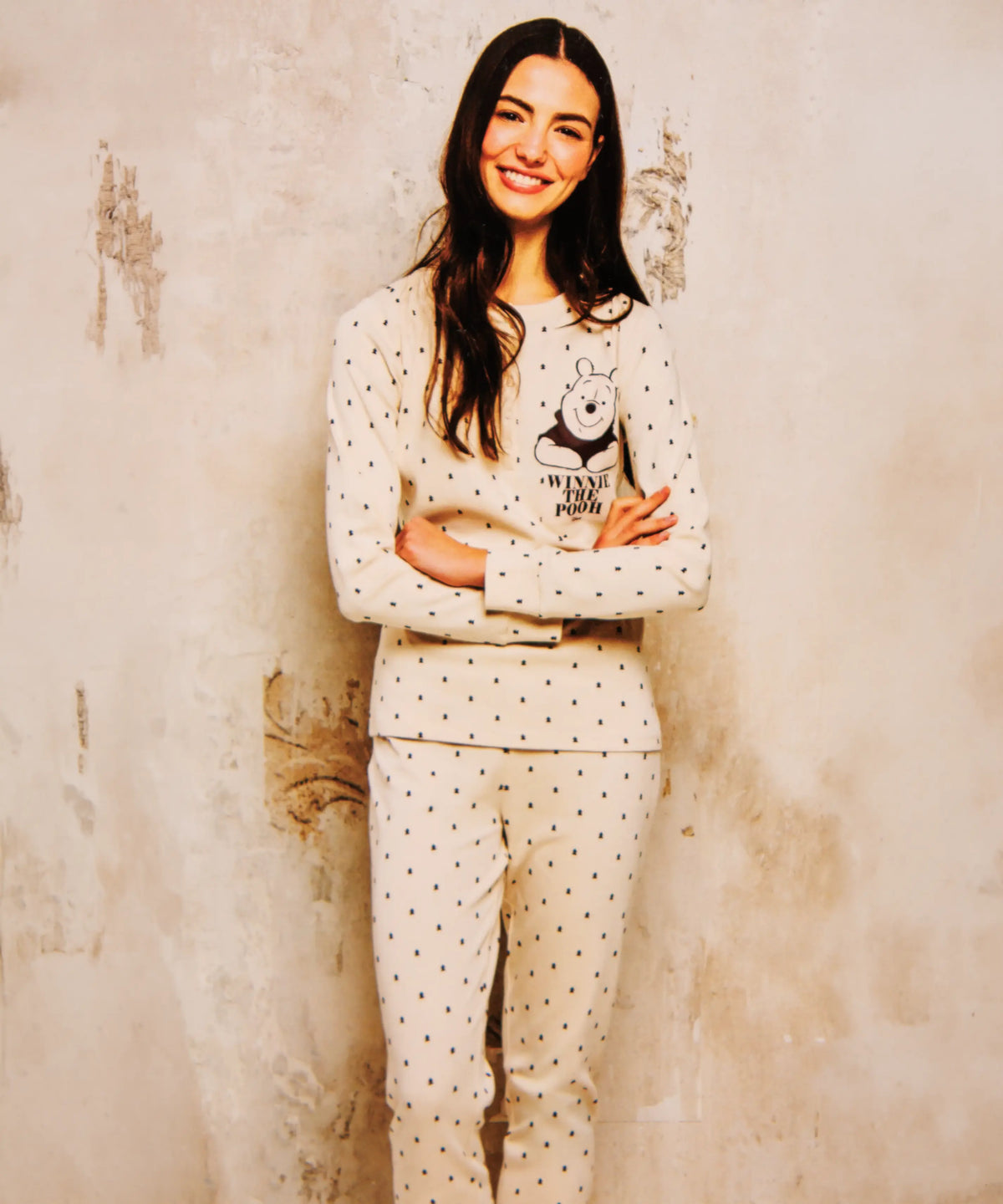 Pigiama lungo da donna in cotone interlock Sabor DYD0892 "Winnie the Pooh"