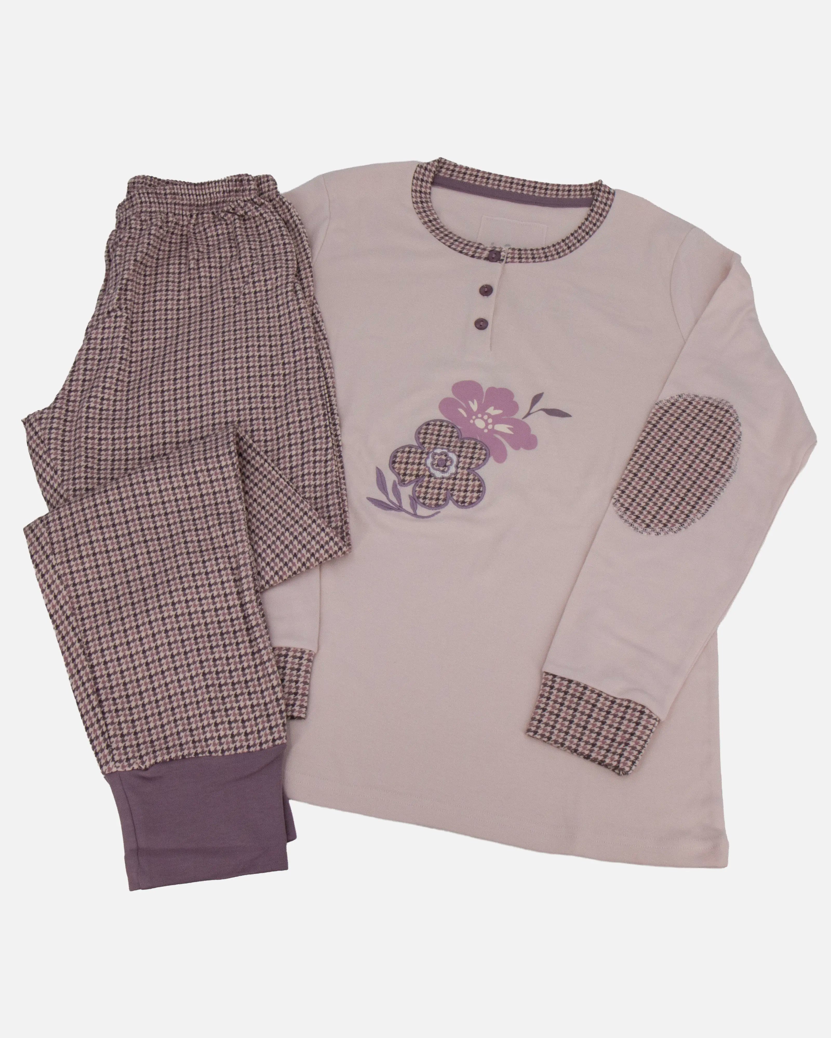 Pigiama lungo da donna in cotone interlock Infiore 652835