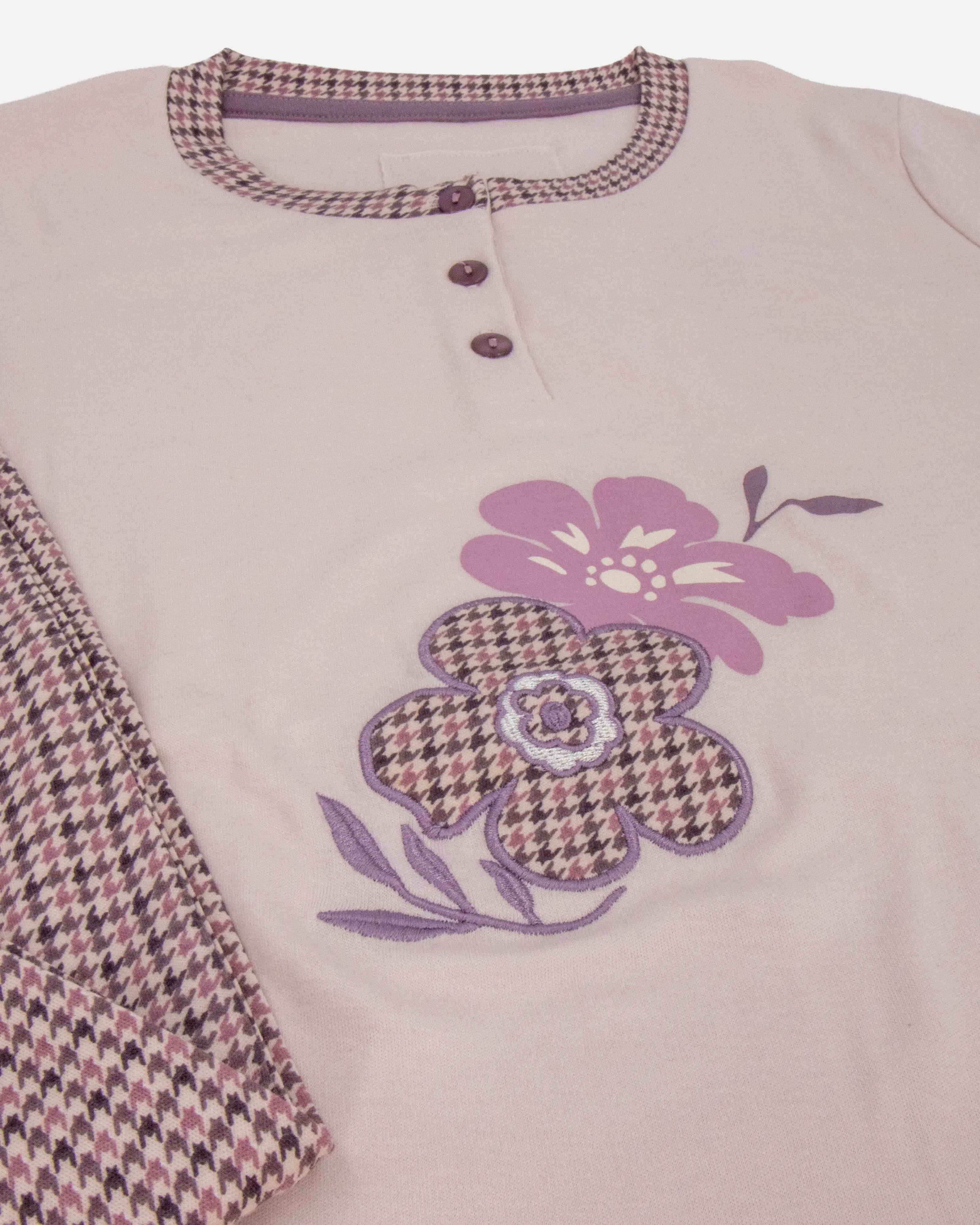 Pigiama lungo da donna in cotone interlock Infiore 652835