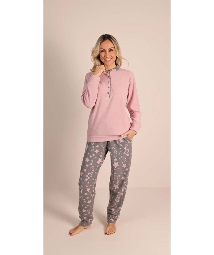 Pigiama Donna Gary In Cotone | Cardigan A Giacca Con Bottoni - Manica Lunga - Made In Italy