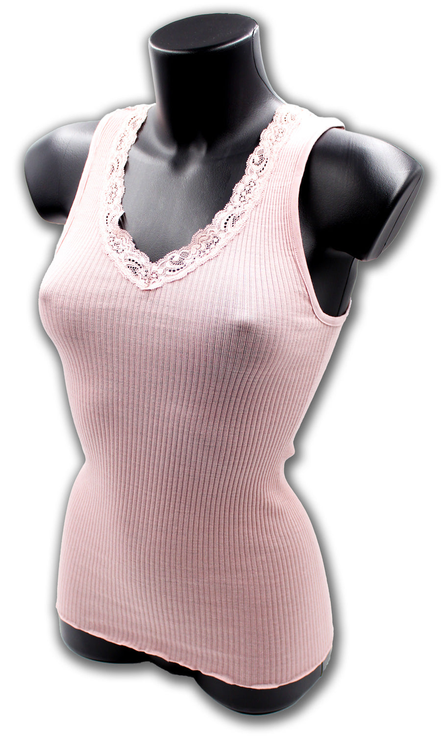 Canottiera a spalla larga con pizzo in lana e seta Egi 1488