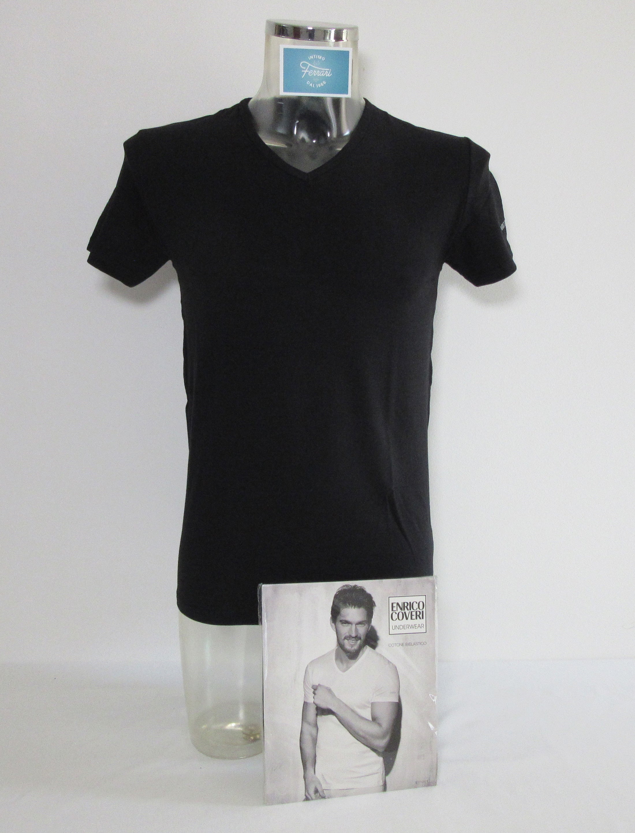 Mezza manica scollo a V in cotone elasticizzato Enrico Coveri ET1001