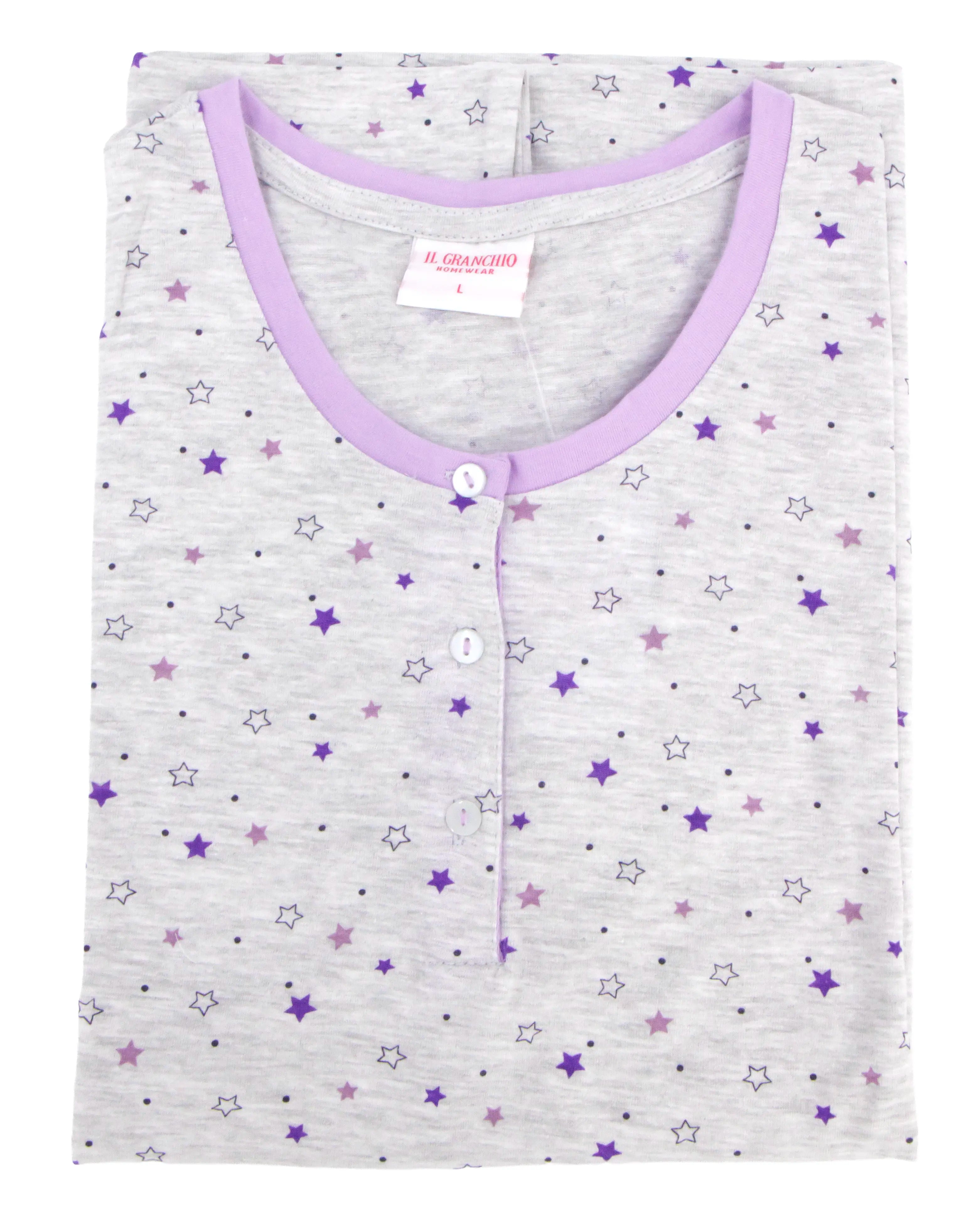 Camicia da Notte a mezza manica in cotone Il Granchio GP5146