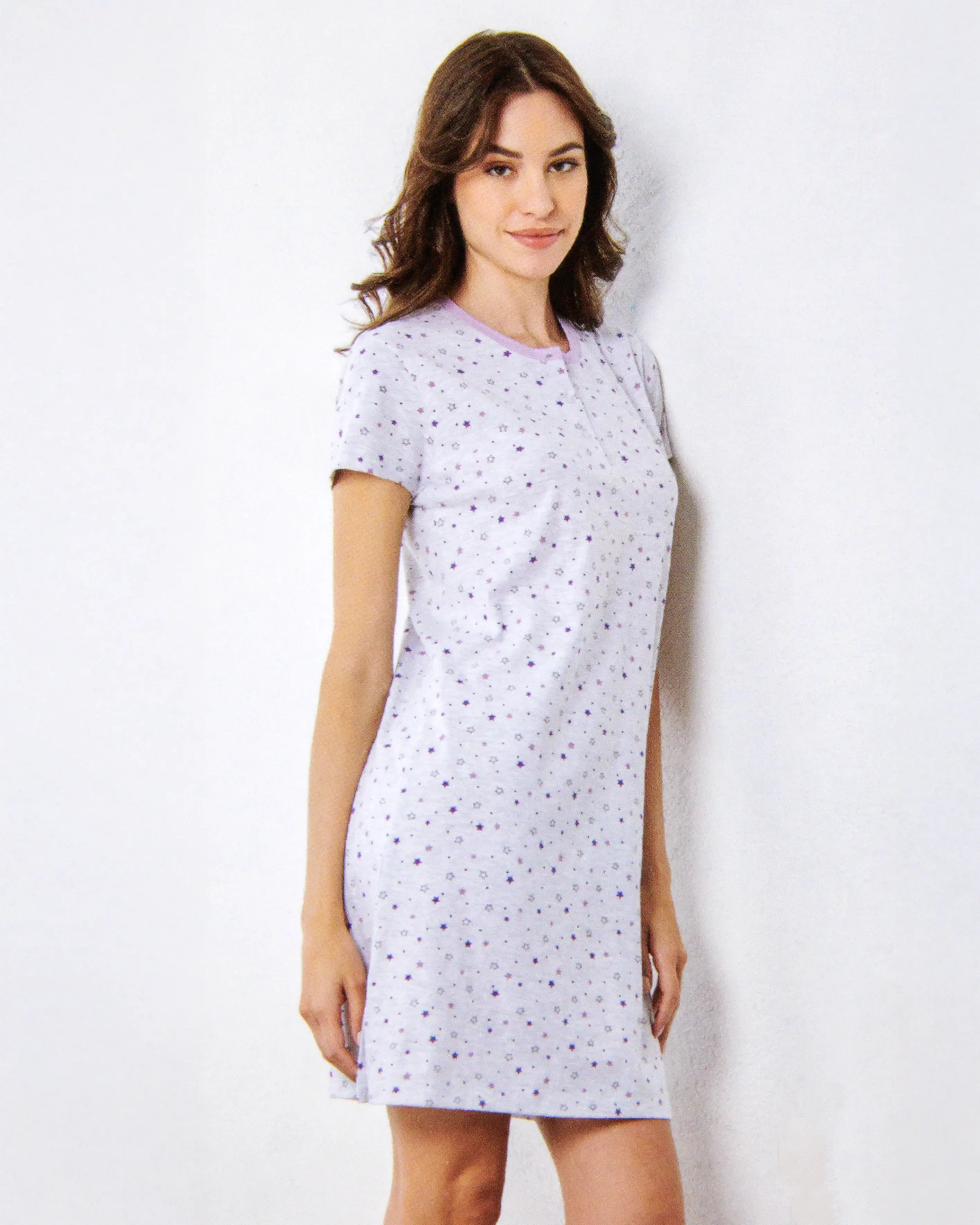 Camicia da Notte a mezza manica in cotone Il Granchio GP5146