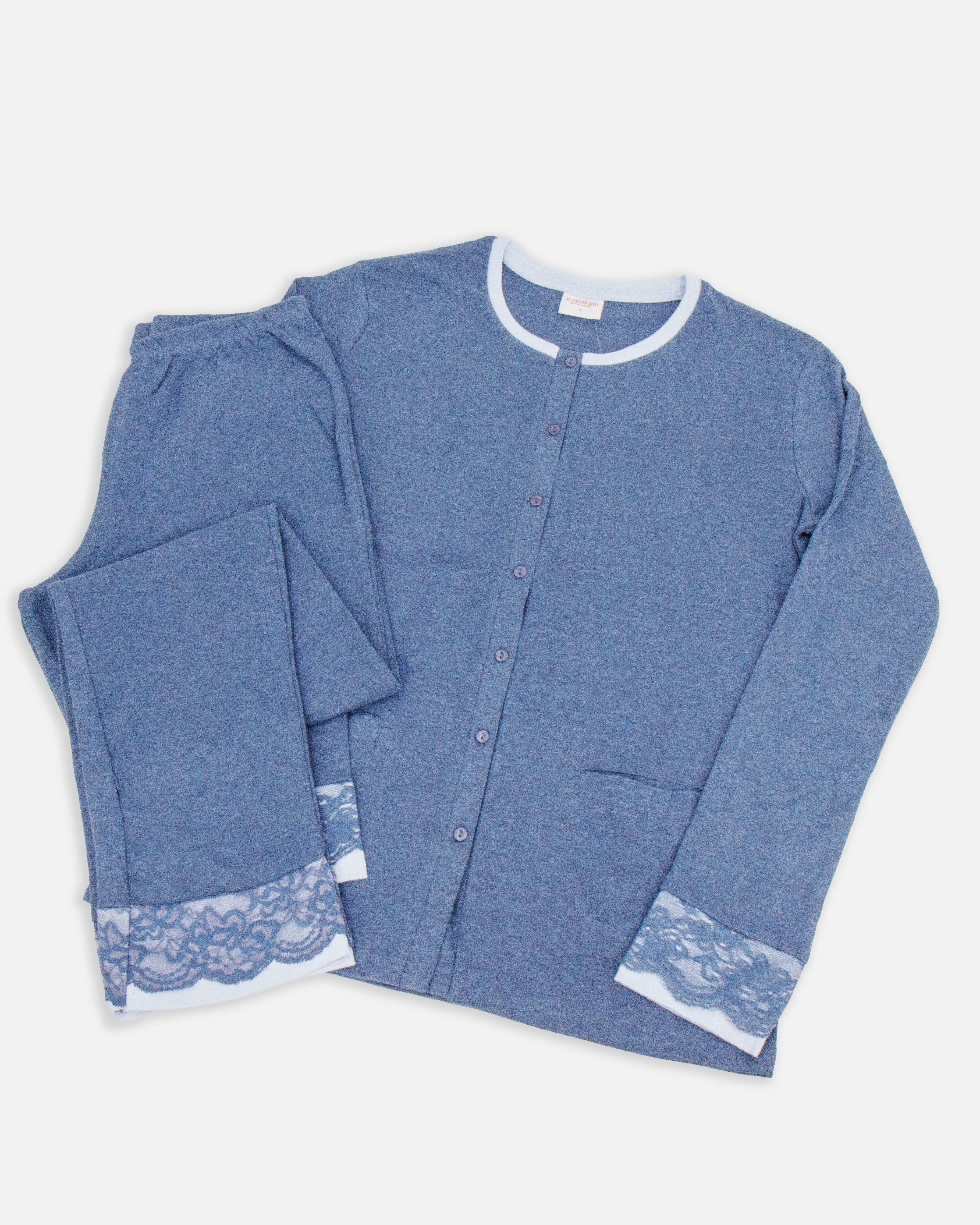 Pigiama da donna aperto in cotone interlock Il Granchio GP6103/A
