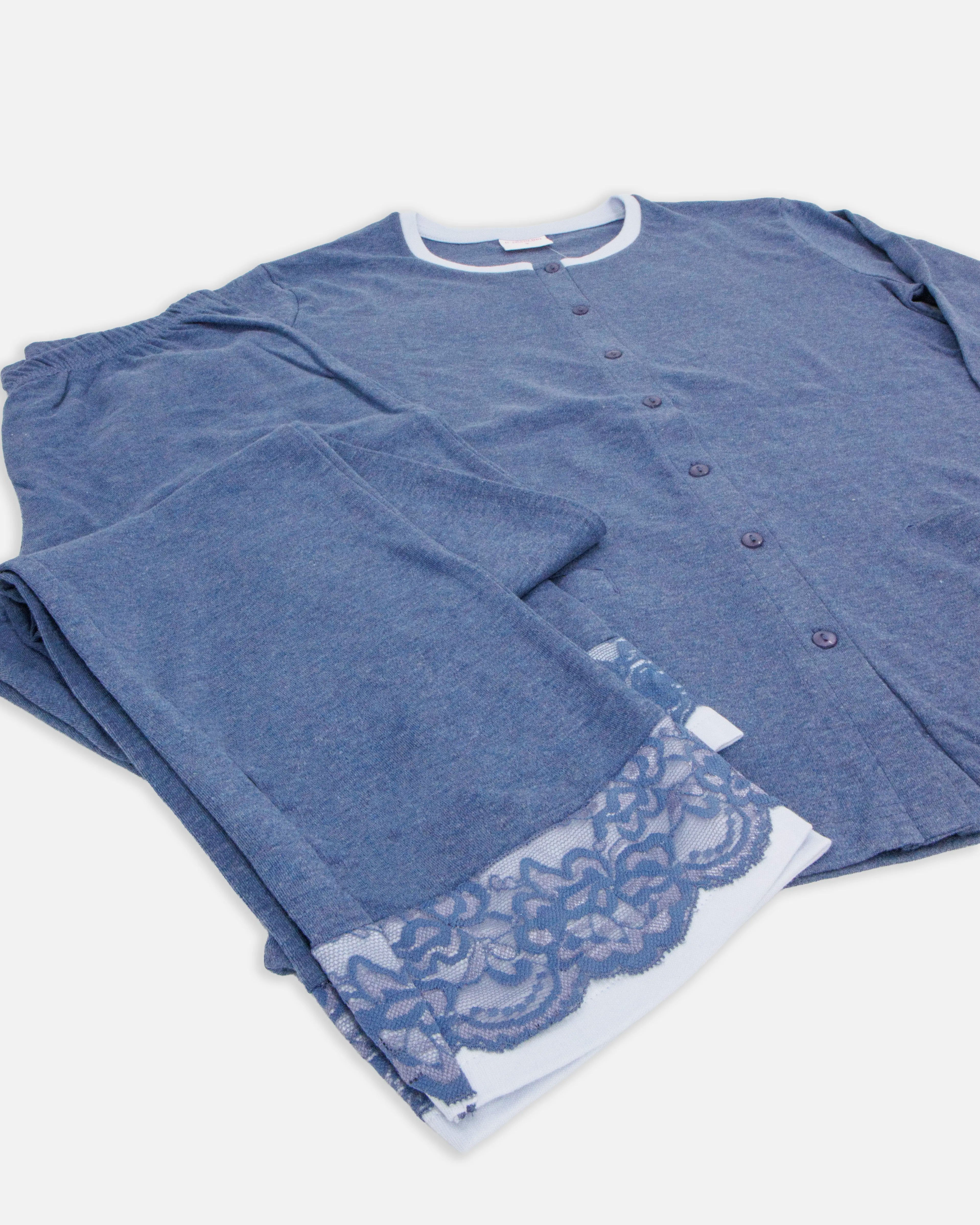 Pigiama da donna aperto in cotone interlock Il Granchio GP6103/A
