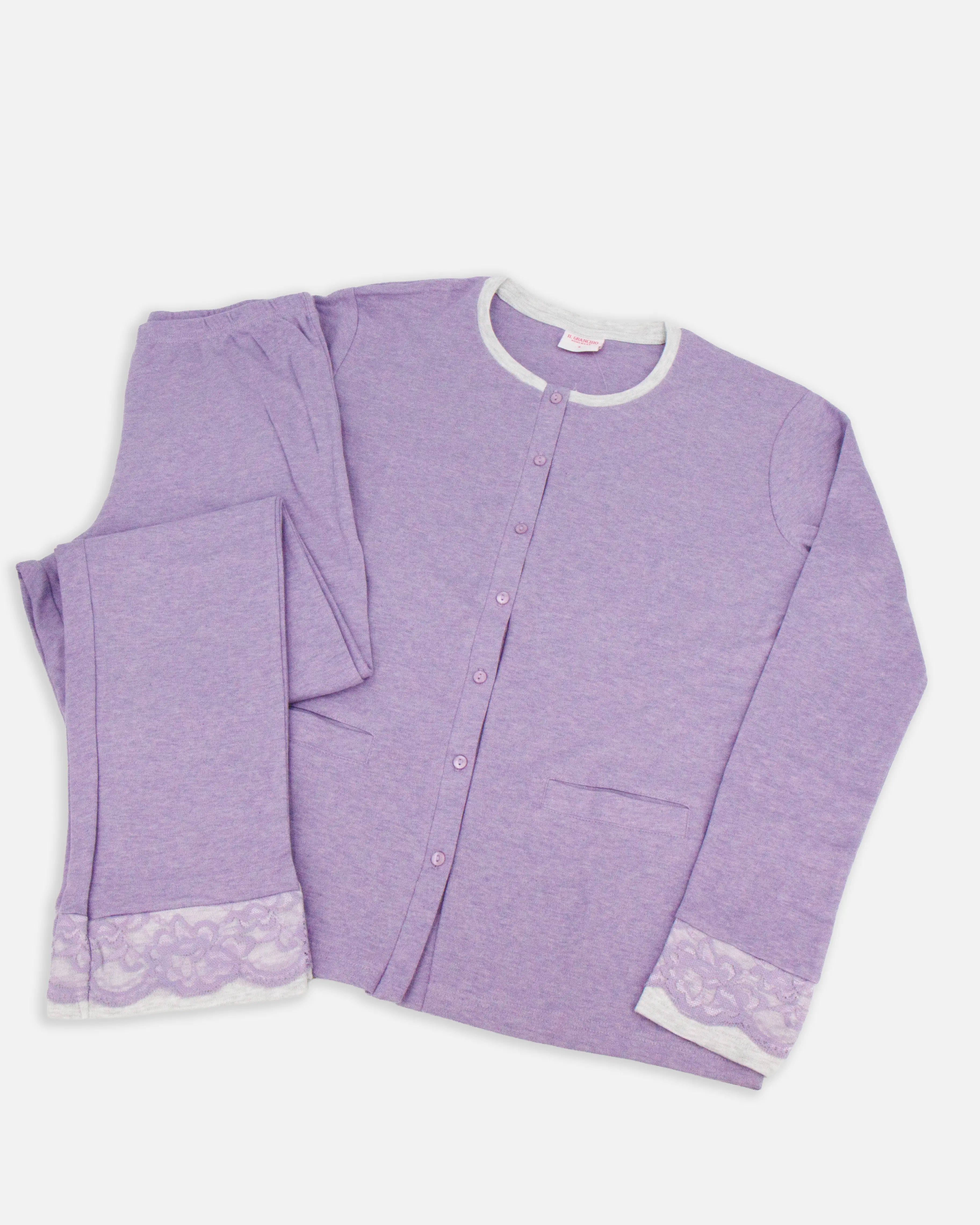 Pigiama da donna aperto in cotone interlock Il Granchio GP6103/A