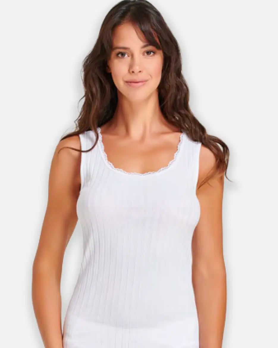 Canottiera a spalla larga in cotone Basic Cotton 6510