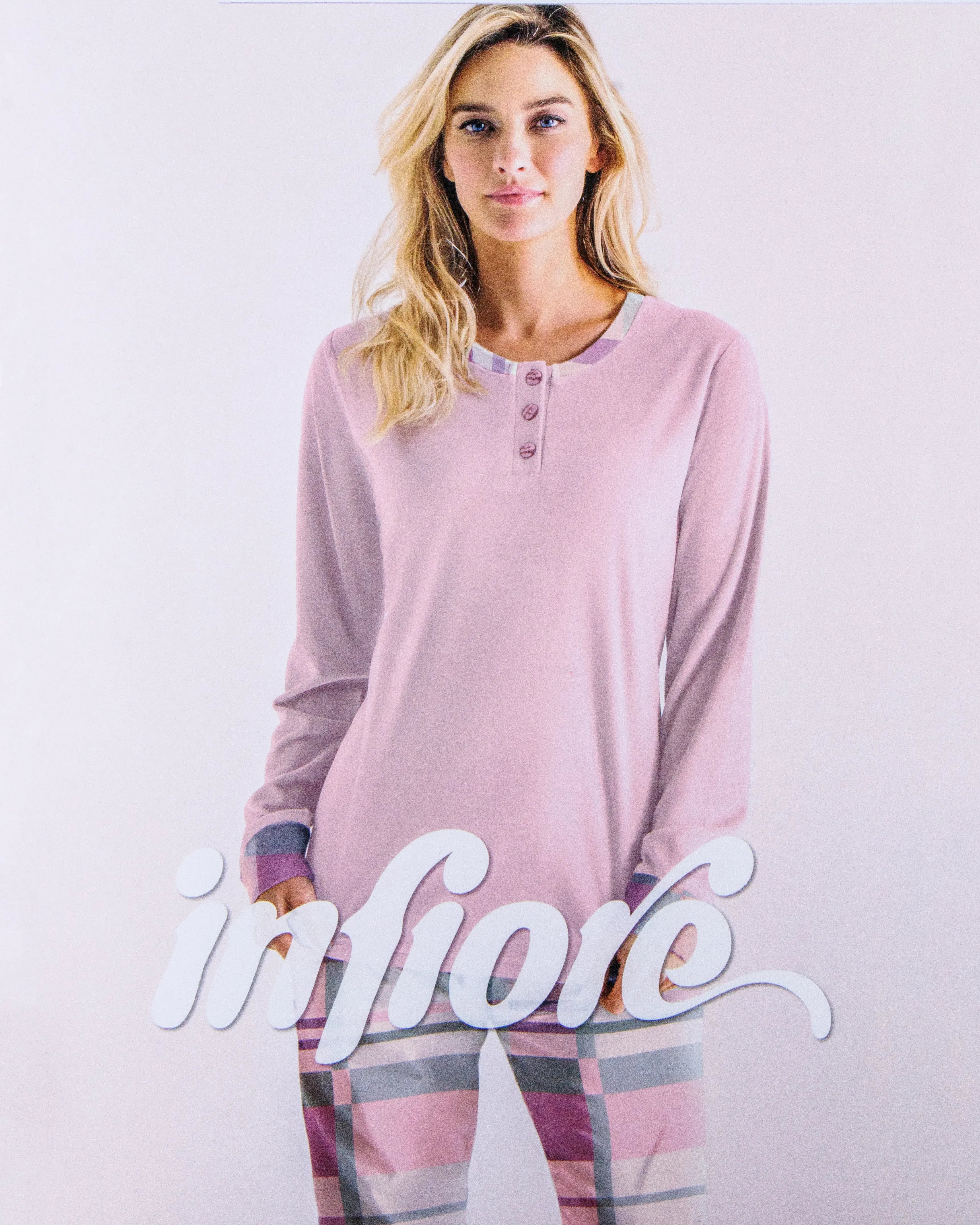 Pigiama lungo da donna in micro coral Infiore 652866