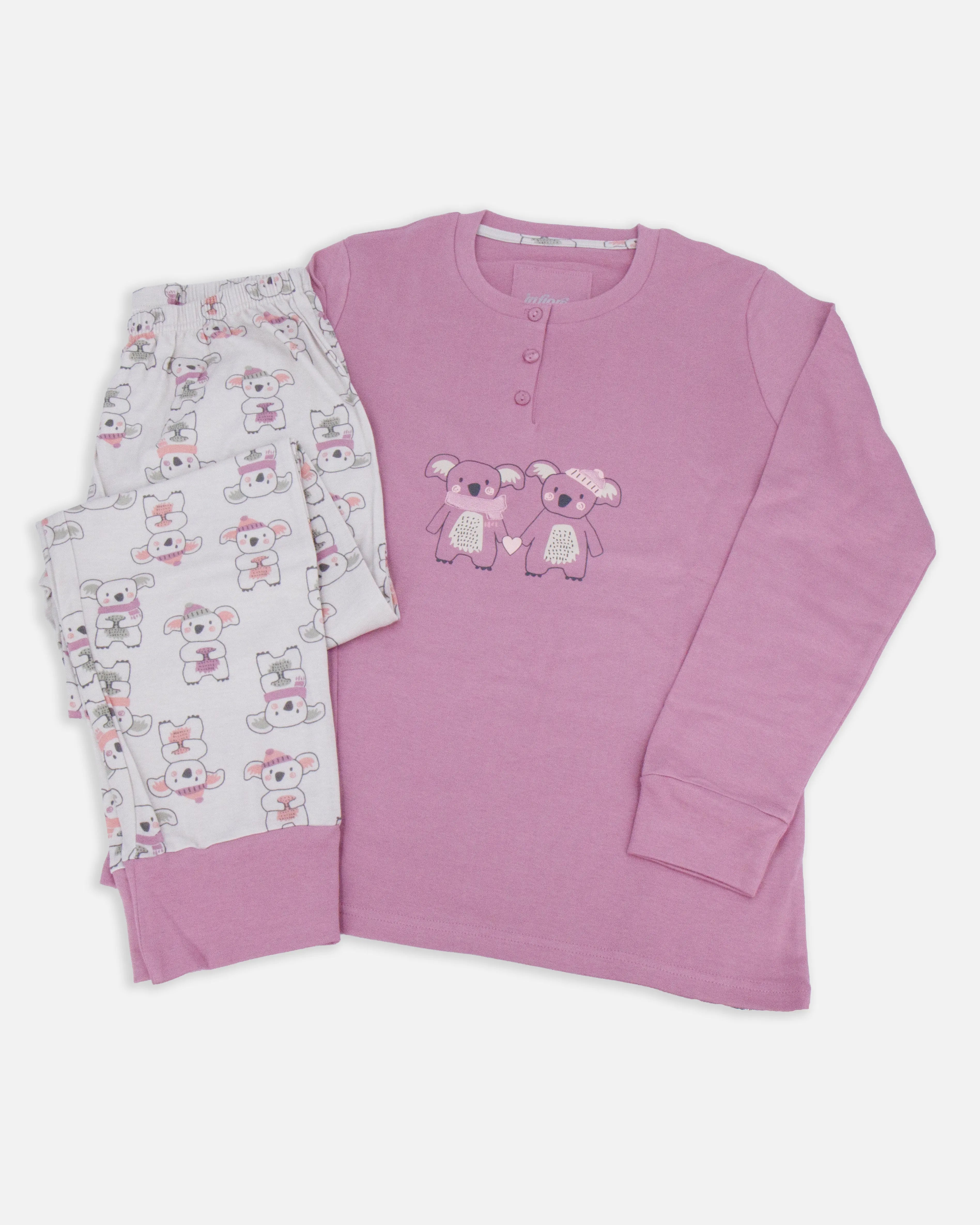 Pigiama lungo da donna in cotone interlock Infiore 652989