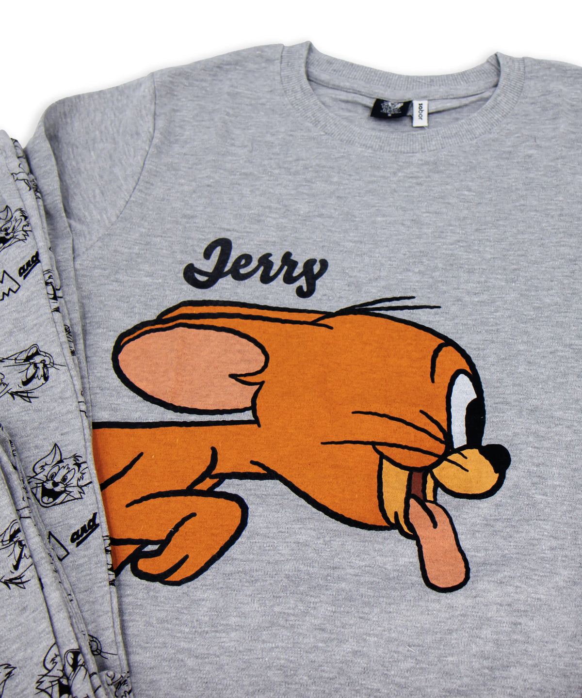 Pigiama lungo da donna in cotone interlock Sabor WBL7897 "Tom and Jerry"