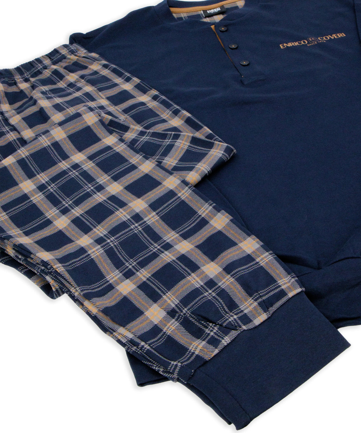 Pigiama Lungo da Uomo in cotone interlock Enrico Coveri EP2242