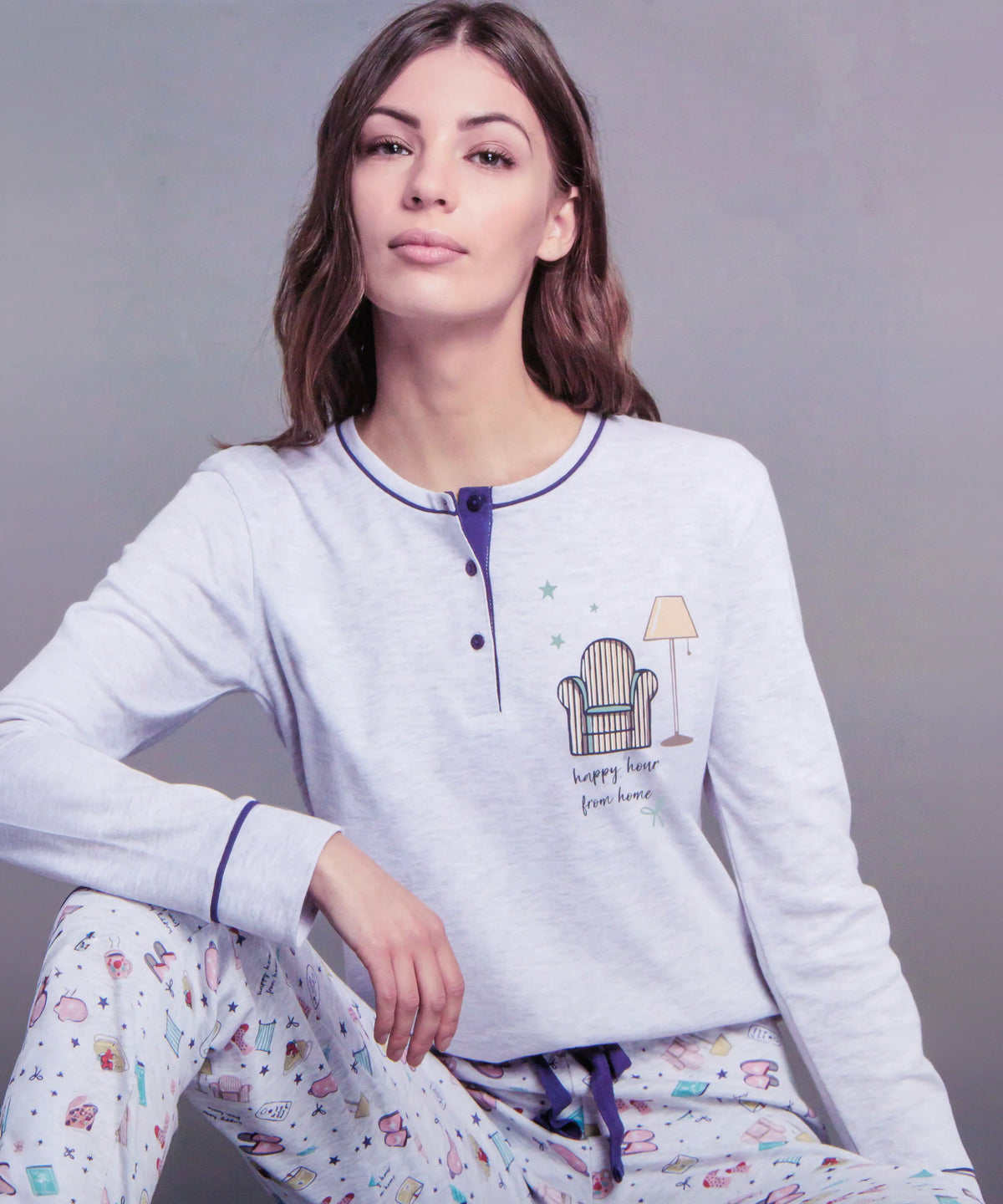 Pigiama da donna in cotone interlock Enrico Coveri EP6307