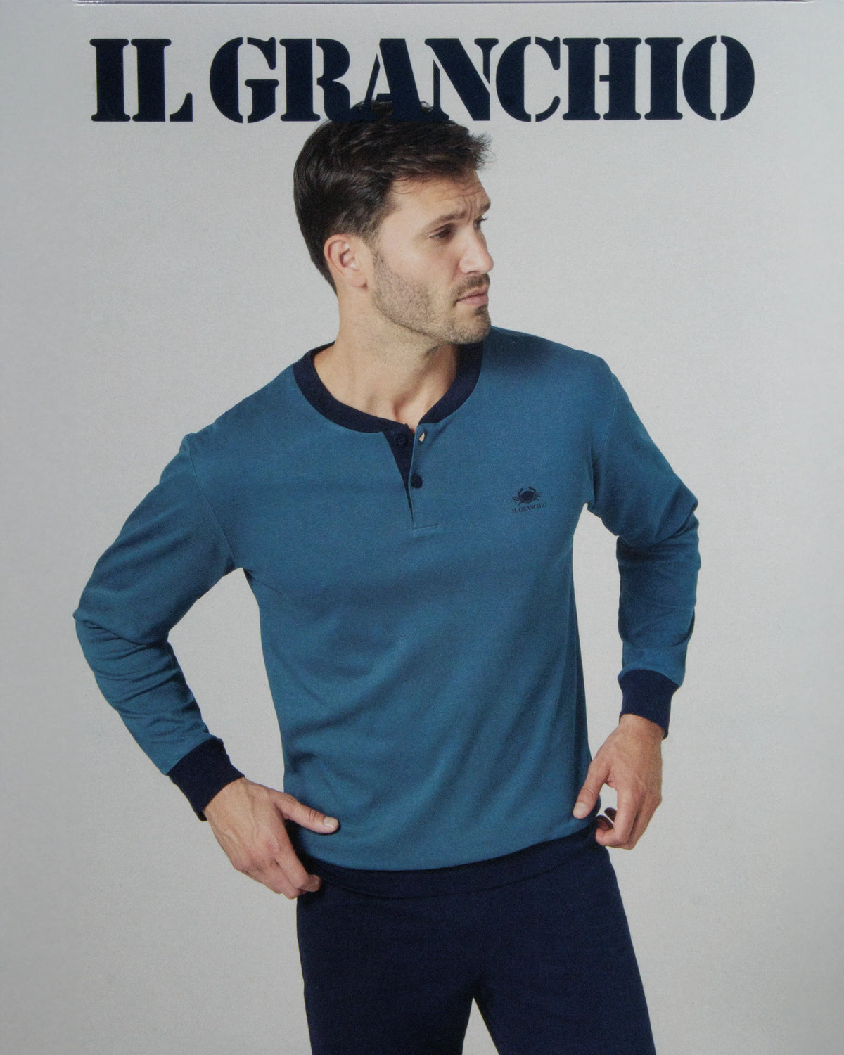 Pigiama da uomo in cotone interlock Il Granchio GP2093