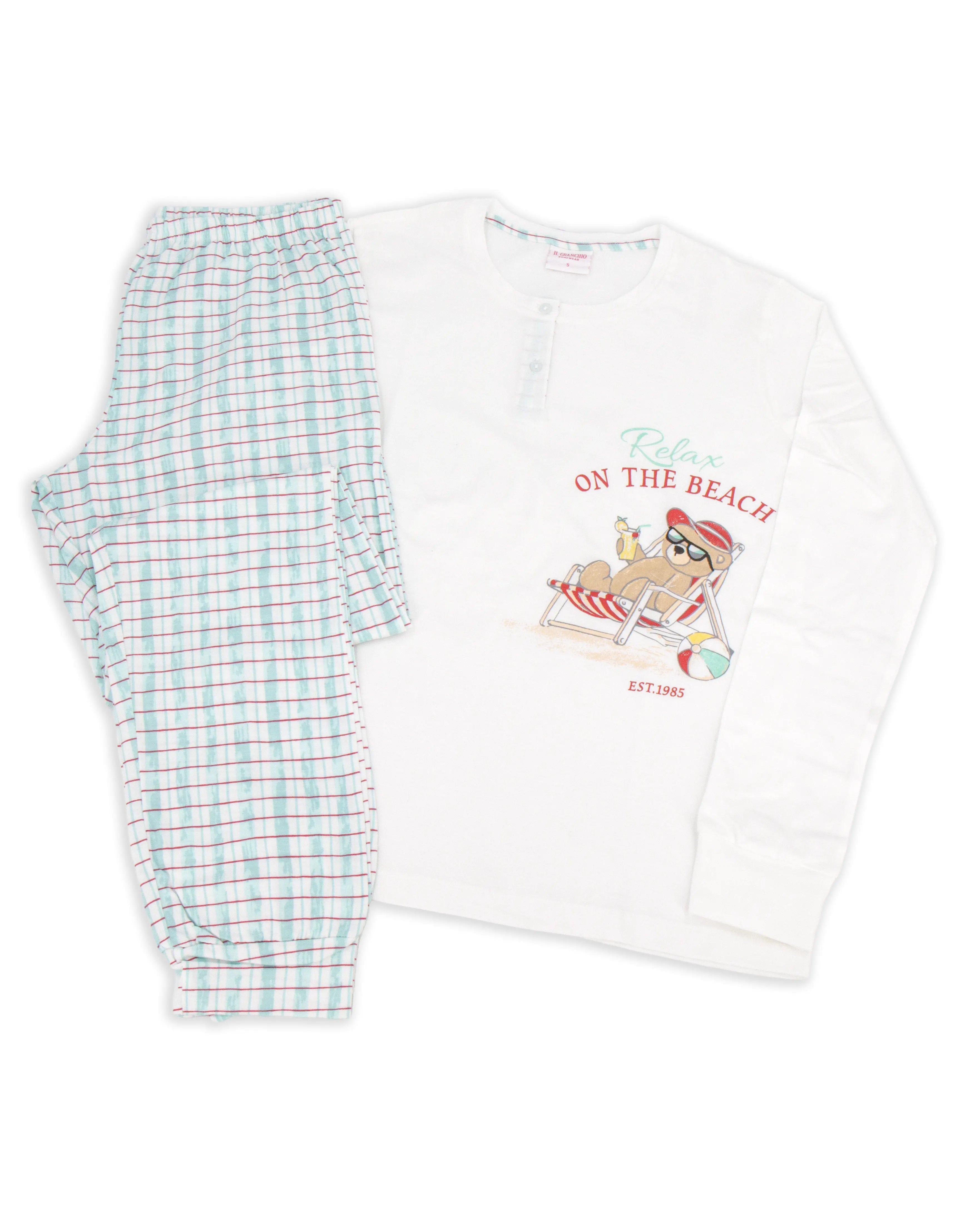 Pigiama lungo da donna in cotone Il Granchio GP5118