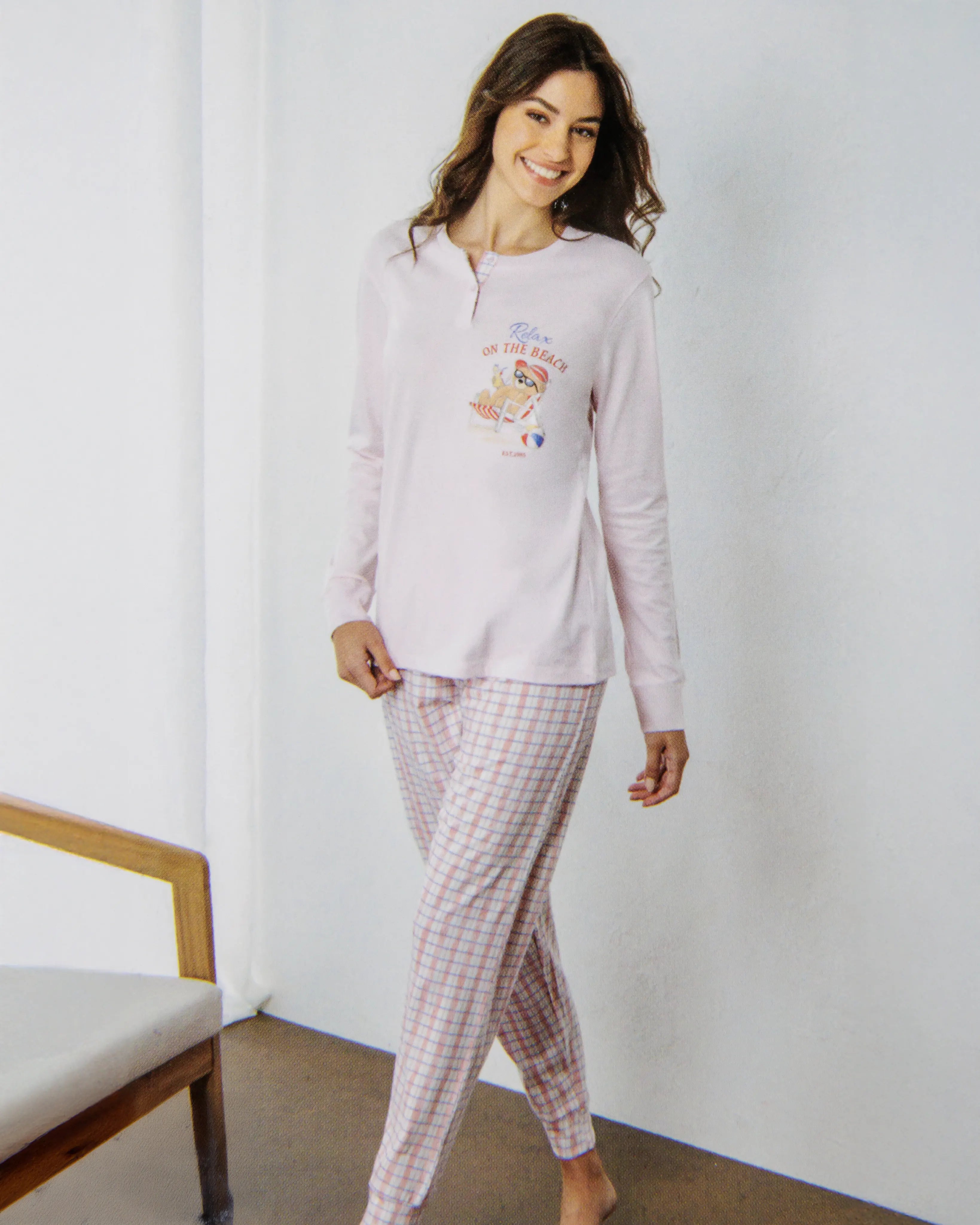 Pigiama lungo da donna in cotone Il Granchio GP5118