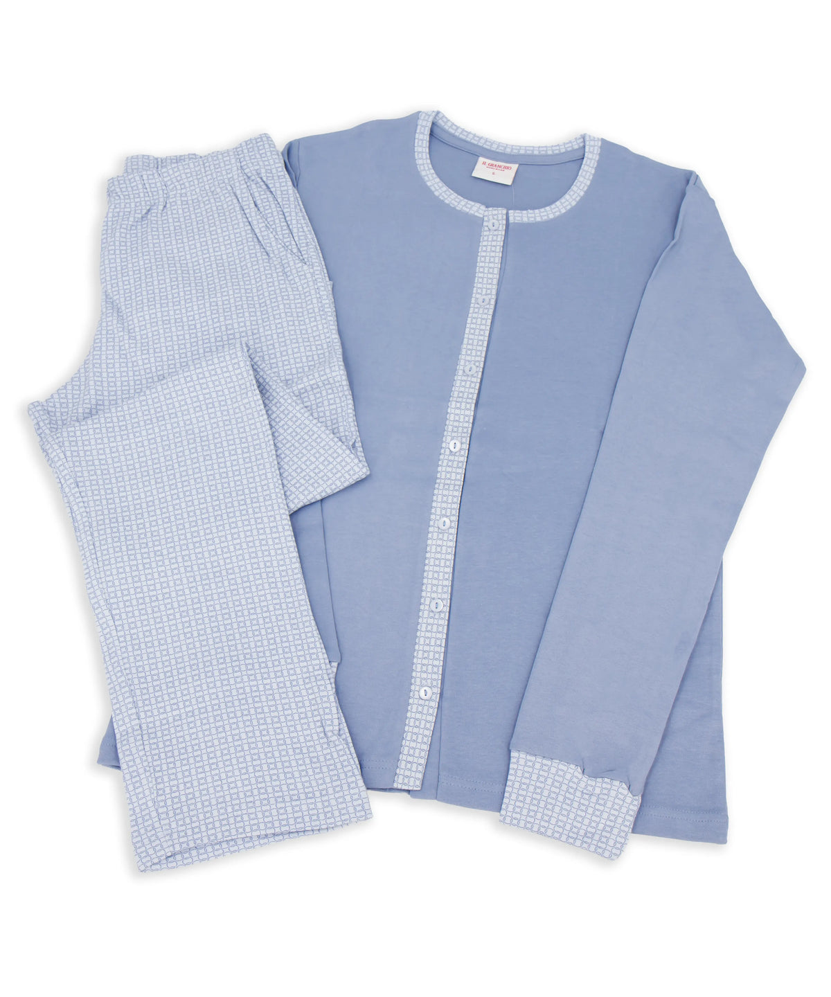 Pigiama aperto da donna manica lunga in cotone interlock Il Granchio GP6139/A
