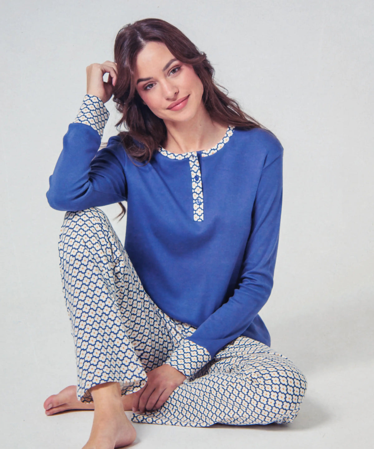 Pigiama da donna in cotone interlock Il Granchio GP6137