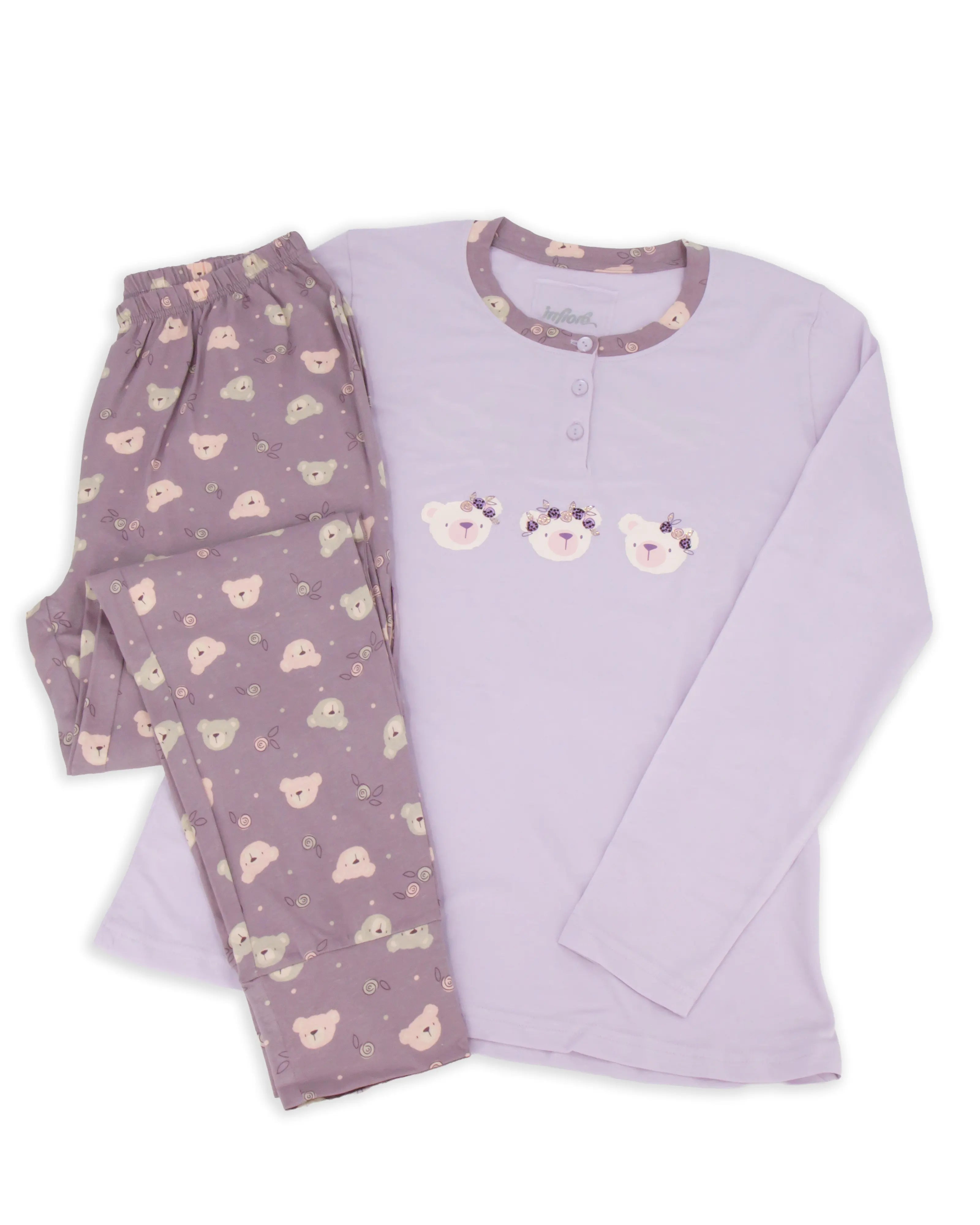 Pigiama lungo da donna in cotone Infiore 65.4032