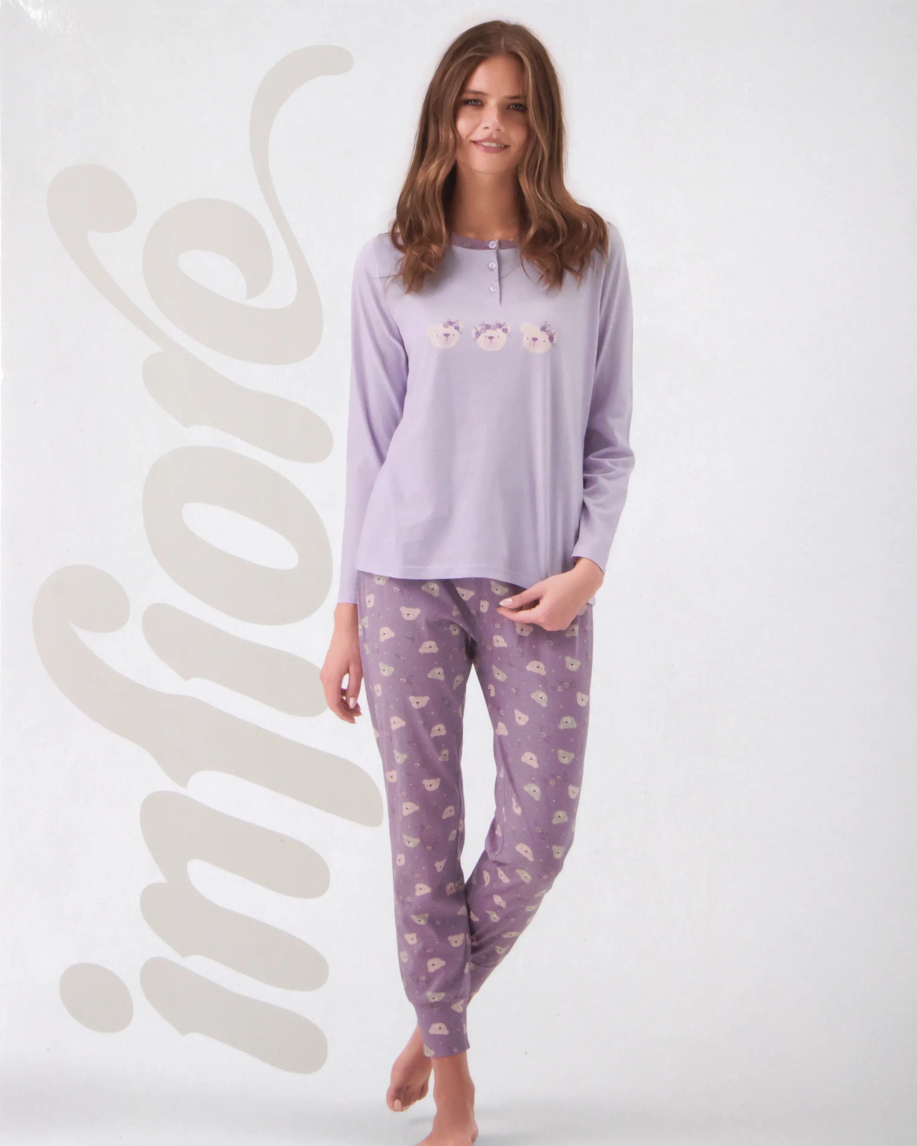 Pigiama lungo da donna in cotone Infiore 65.4032