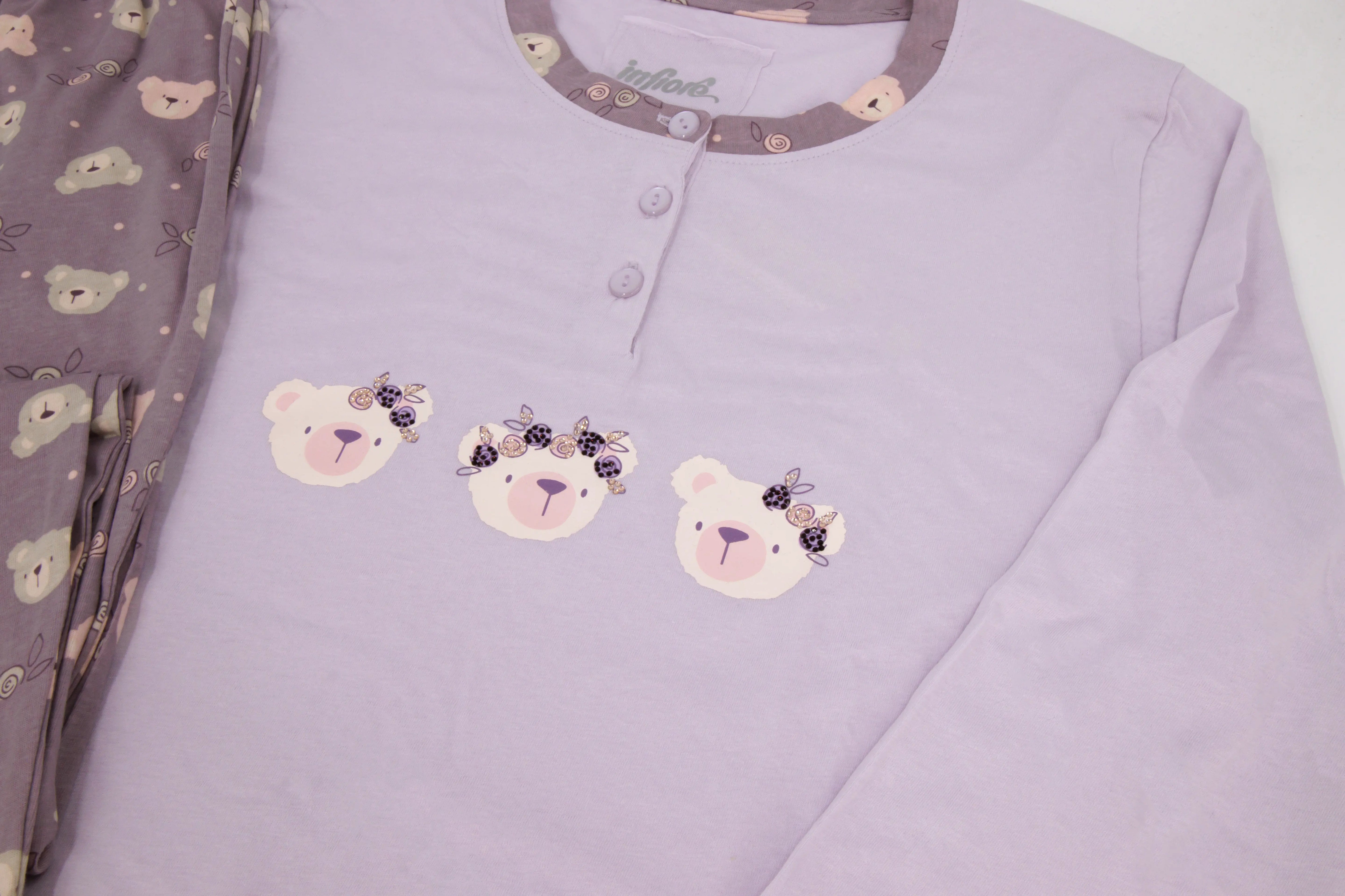 Pigiama lungo da donna in cotone Infiore 65.4032