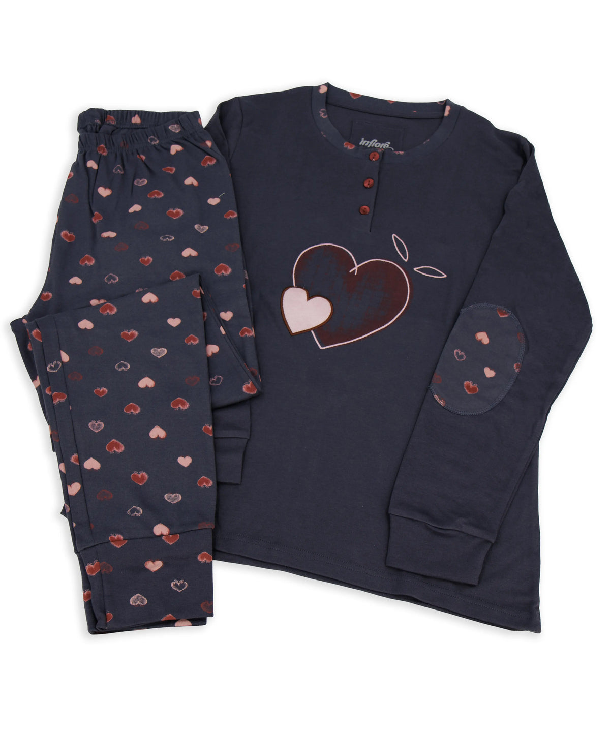 Pigiama lungo da donna in cotone interlock Infiore 65.4605