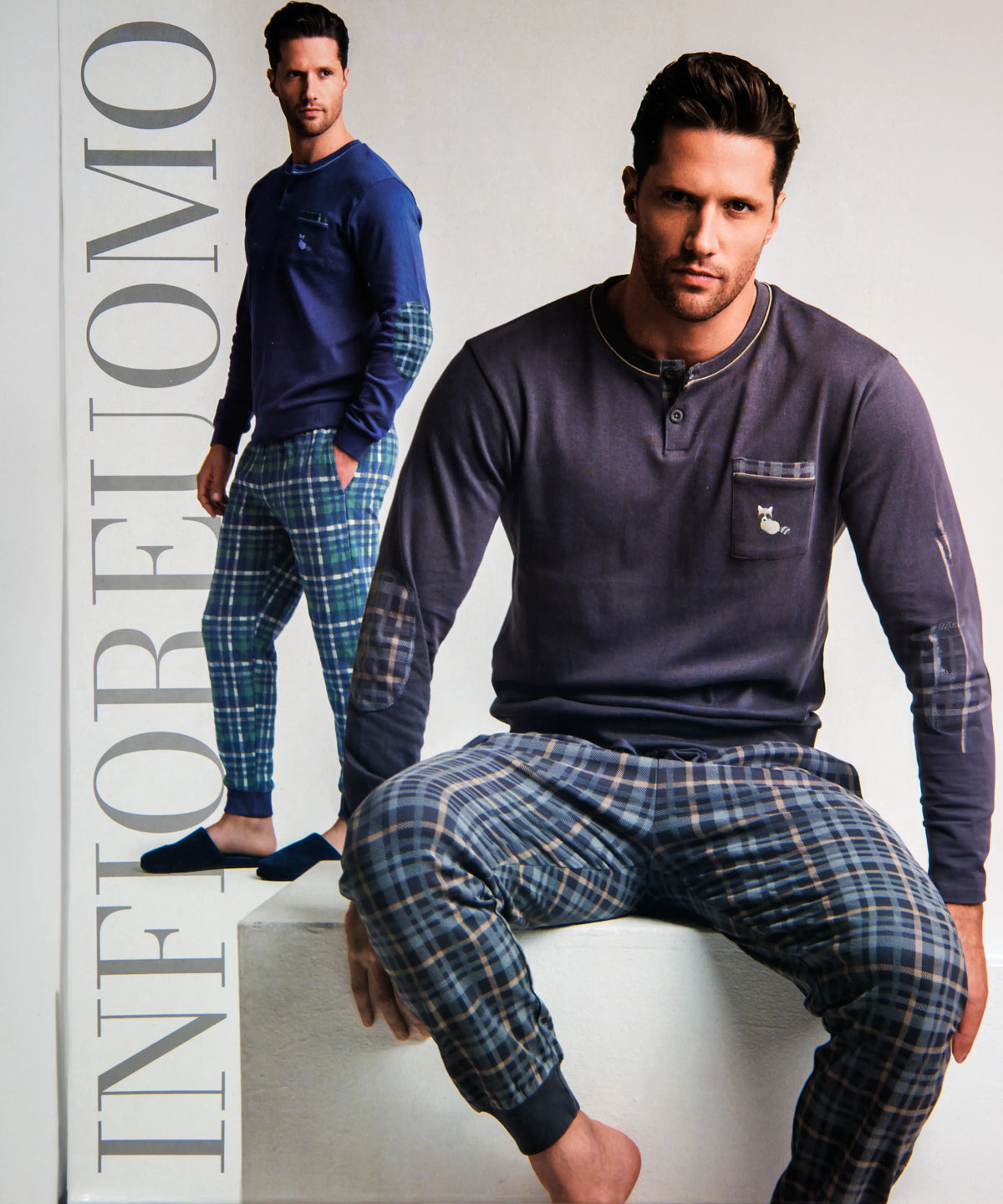Pigiama lungo da uomo in cotone interlock Infiore 75.4688