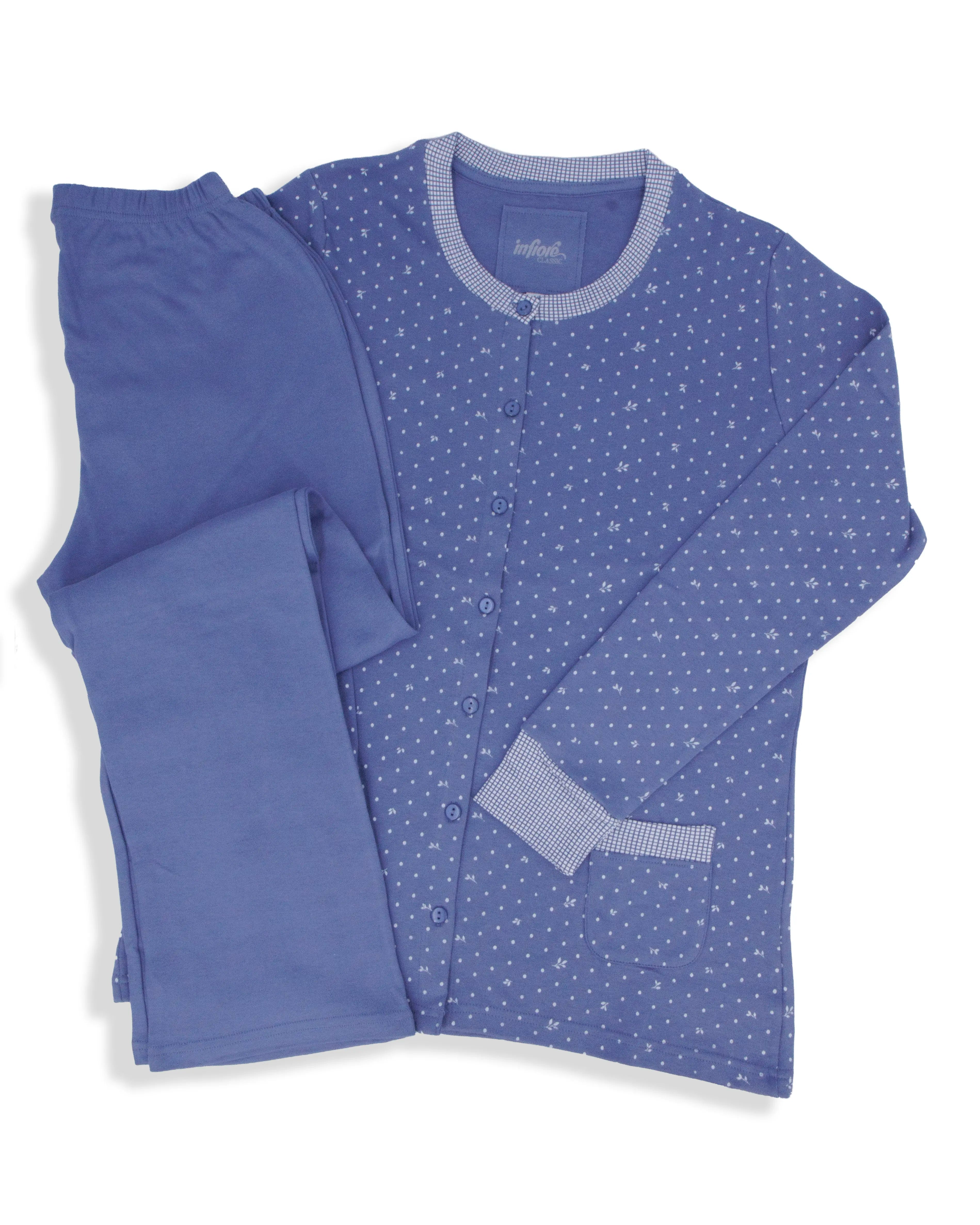 Pigiama aperto da donna in cotone interlock Infiore 652897