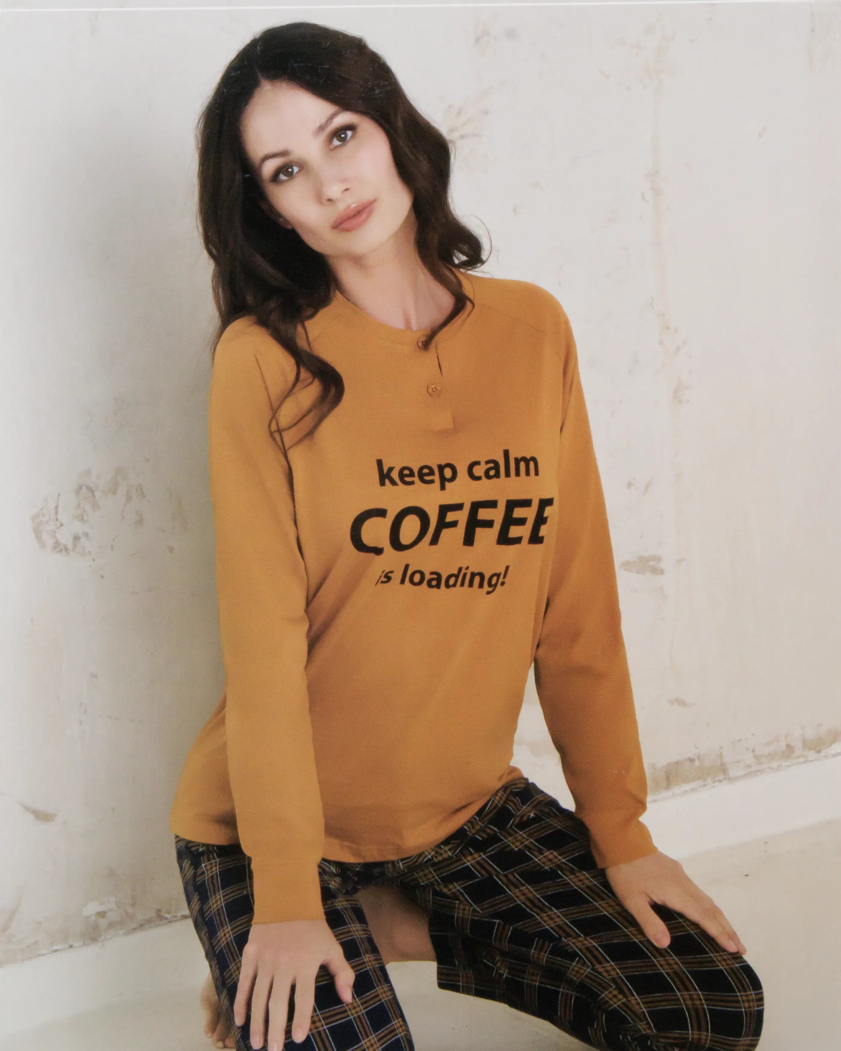 Pigiama da donna in cotone a manica lunga Oronero OD566