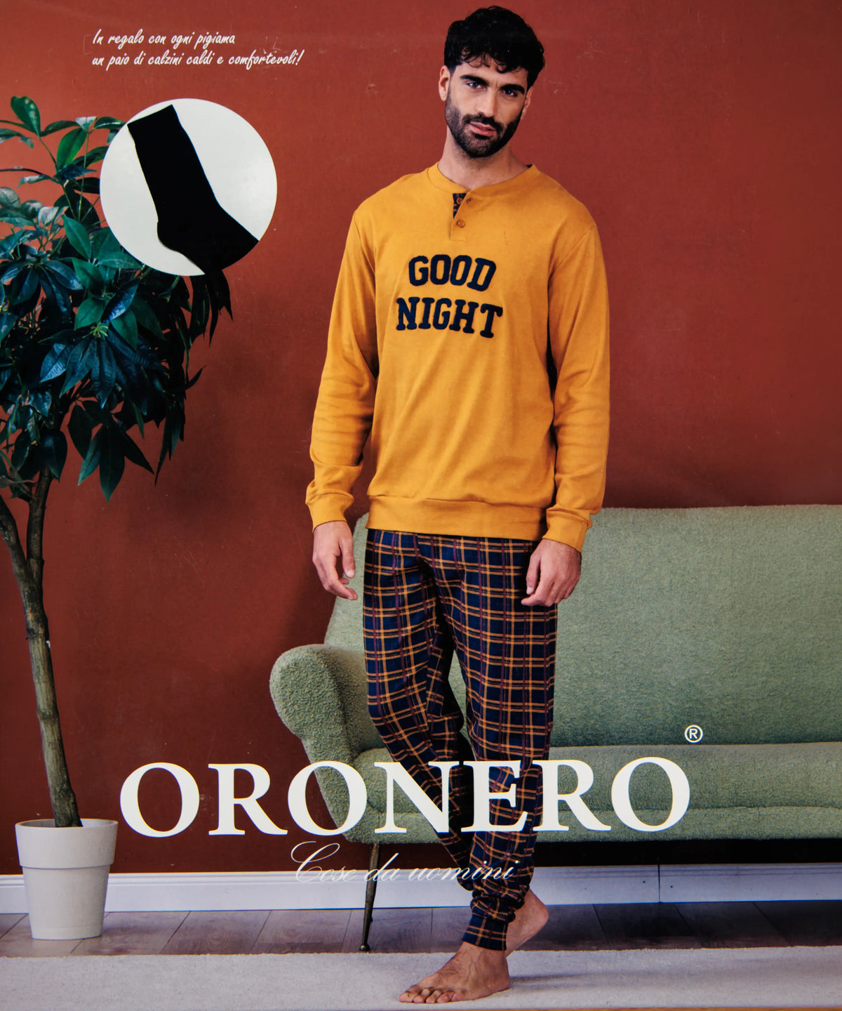 Pigiama da uomo in cotone interlock Oronero OU740