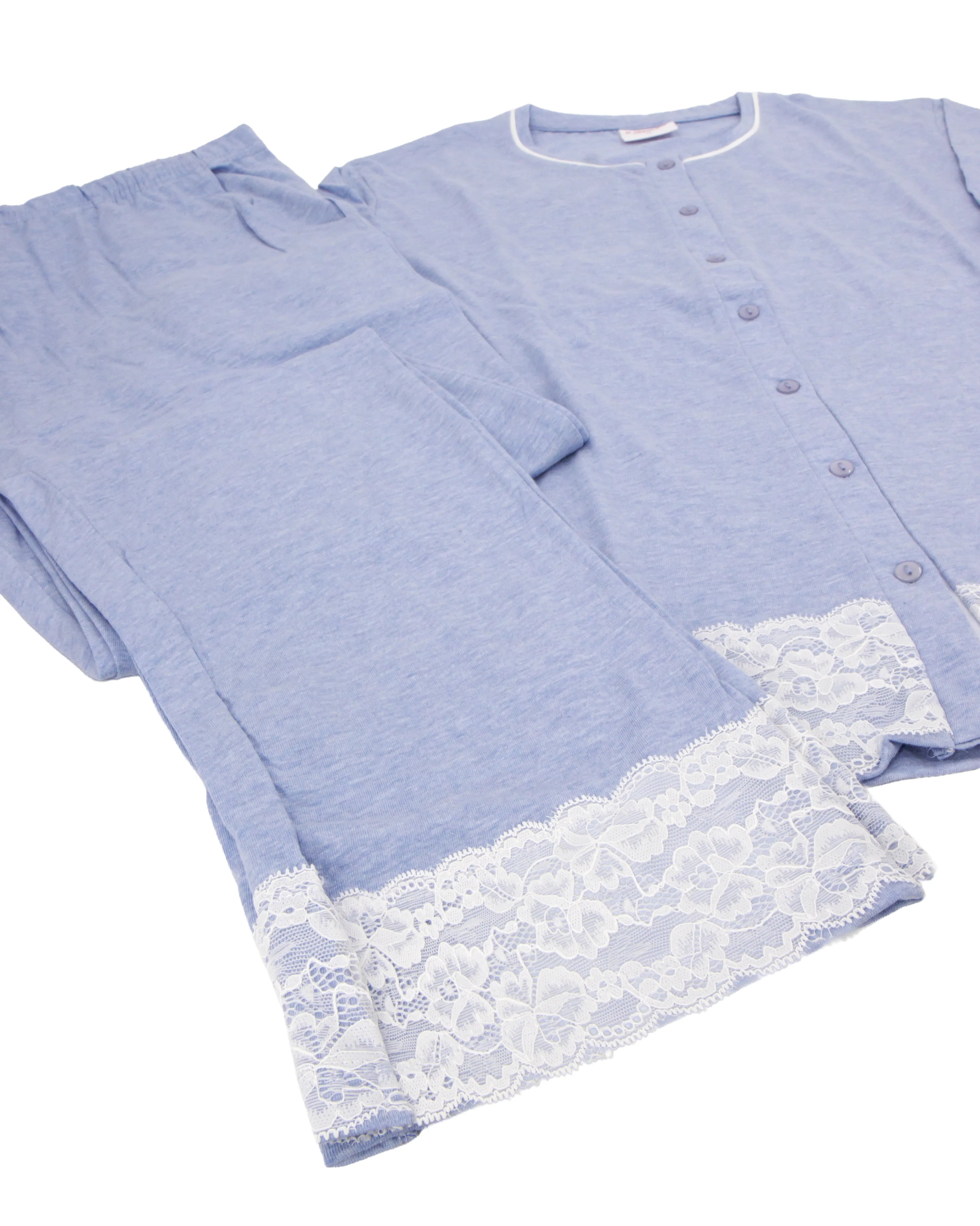 Pigiama aperto da donna manica lunga in cotone Il Granchio GP5125/A