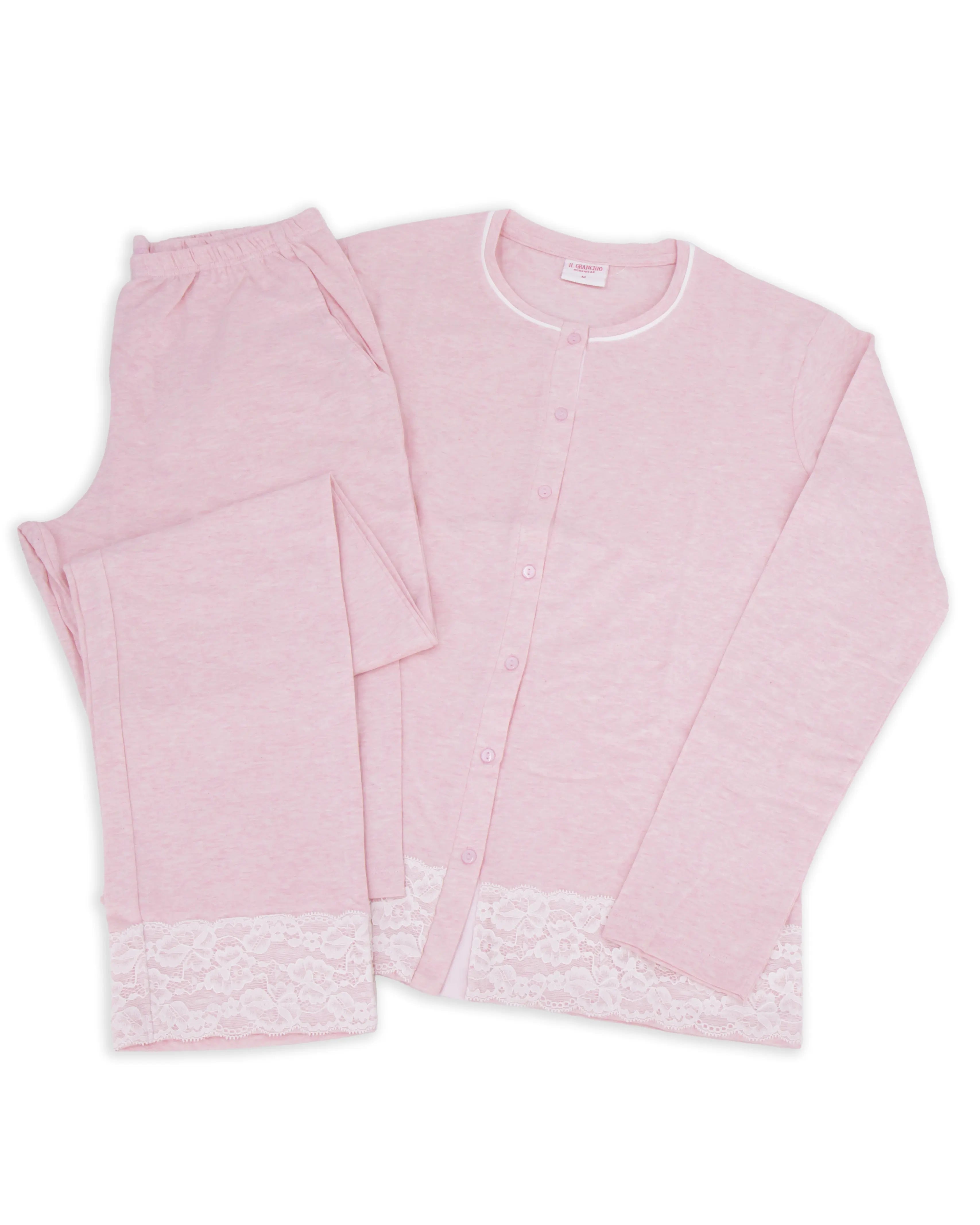 Pigiama aperto da donna manica lunga in cotone Il Granchio GP5125/A