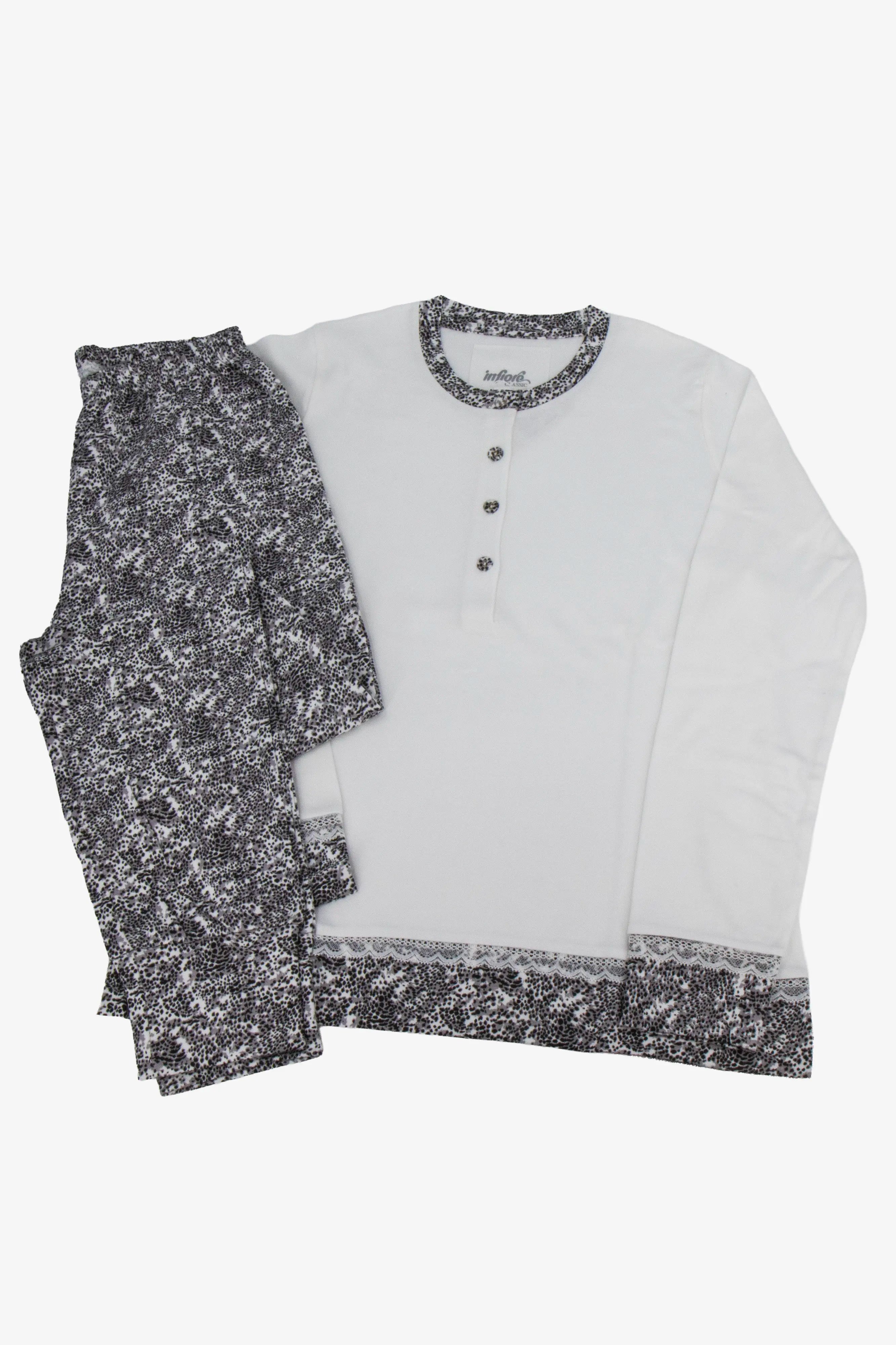Pigiama lungo da donna in cotone interlock Infiore 652994