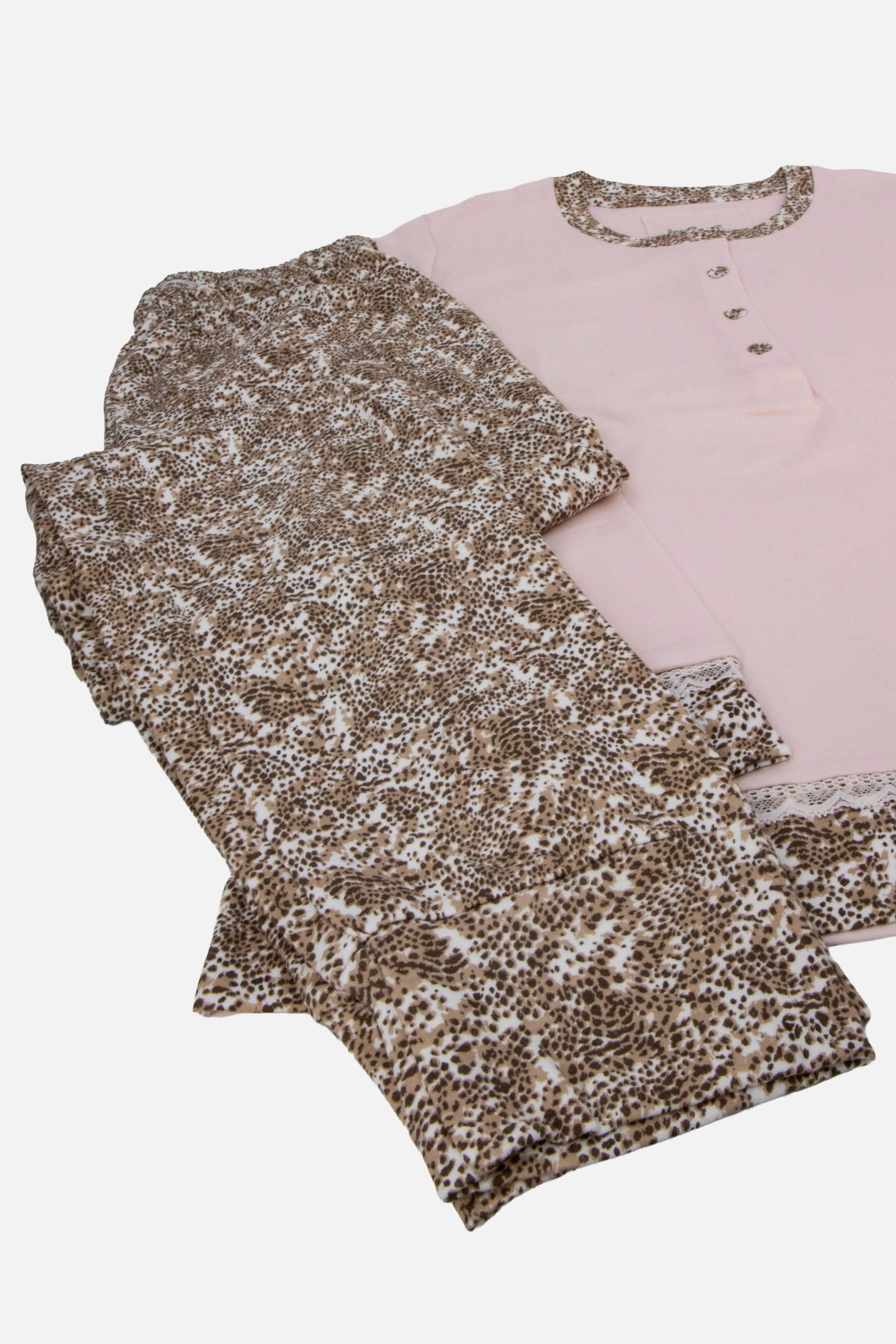 Pigiama lungo da donna in cotone interlock Infiore 652994
